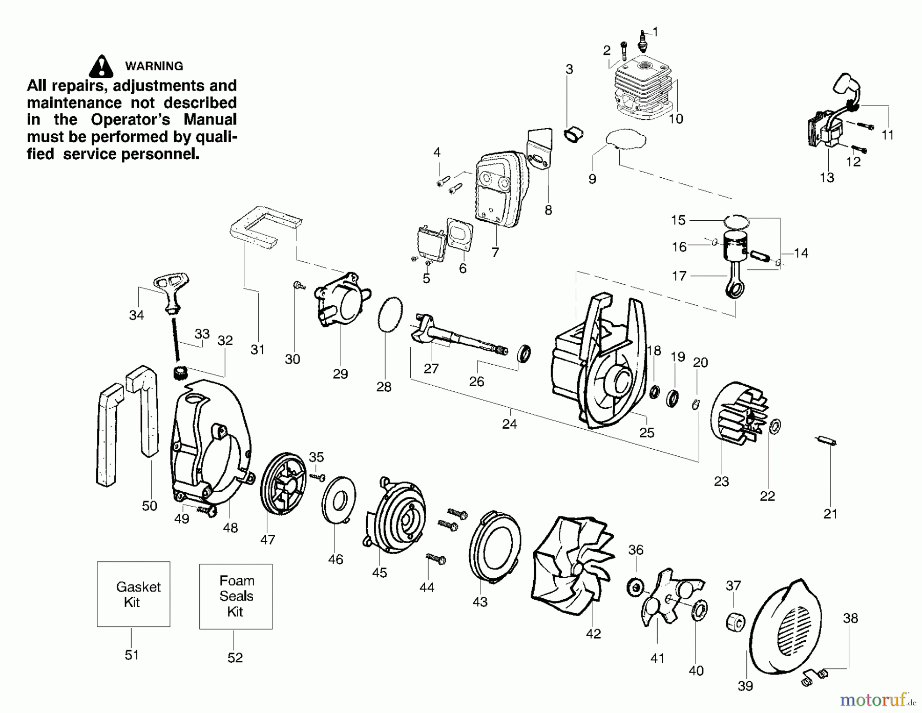  Poulan / Weed Eater Bläser / Sauger / Häcksler / Mulchgeräte BV1650 (Type 3) - Weed Eater Barracuda Blower Engine Assembly Type 3