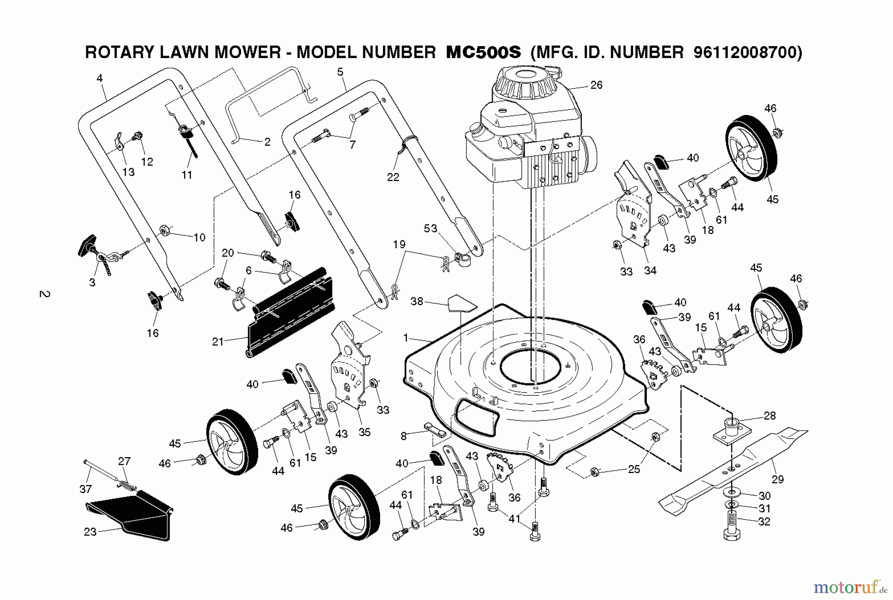 Poulan / Weed Eater Rasenmäher PO500S (96112010401) - Poulan Walk-Behind Mower (2012-02) PRODUCT COMPLETE