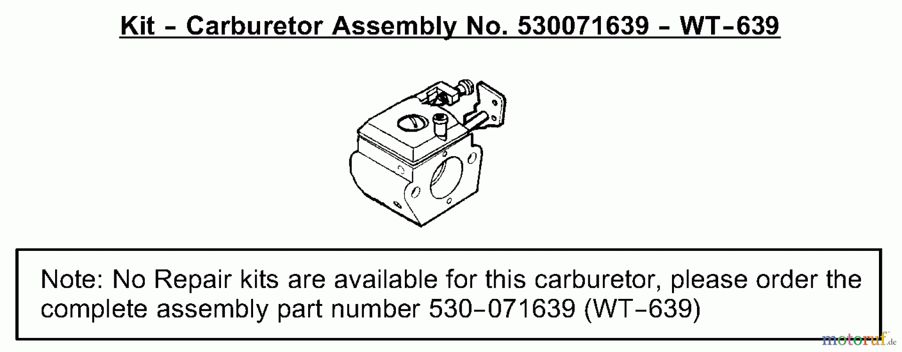  Poulan / Weed Eater Motorsensen, Trimmer BC2400 (Type 1) - Weed Eater String Trimmer Carburetor Assembly (WT639) 530071639