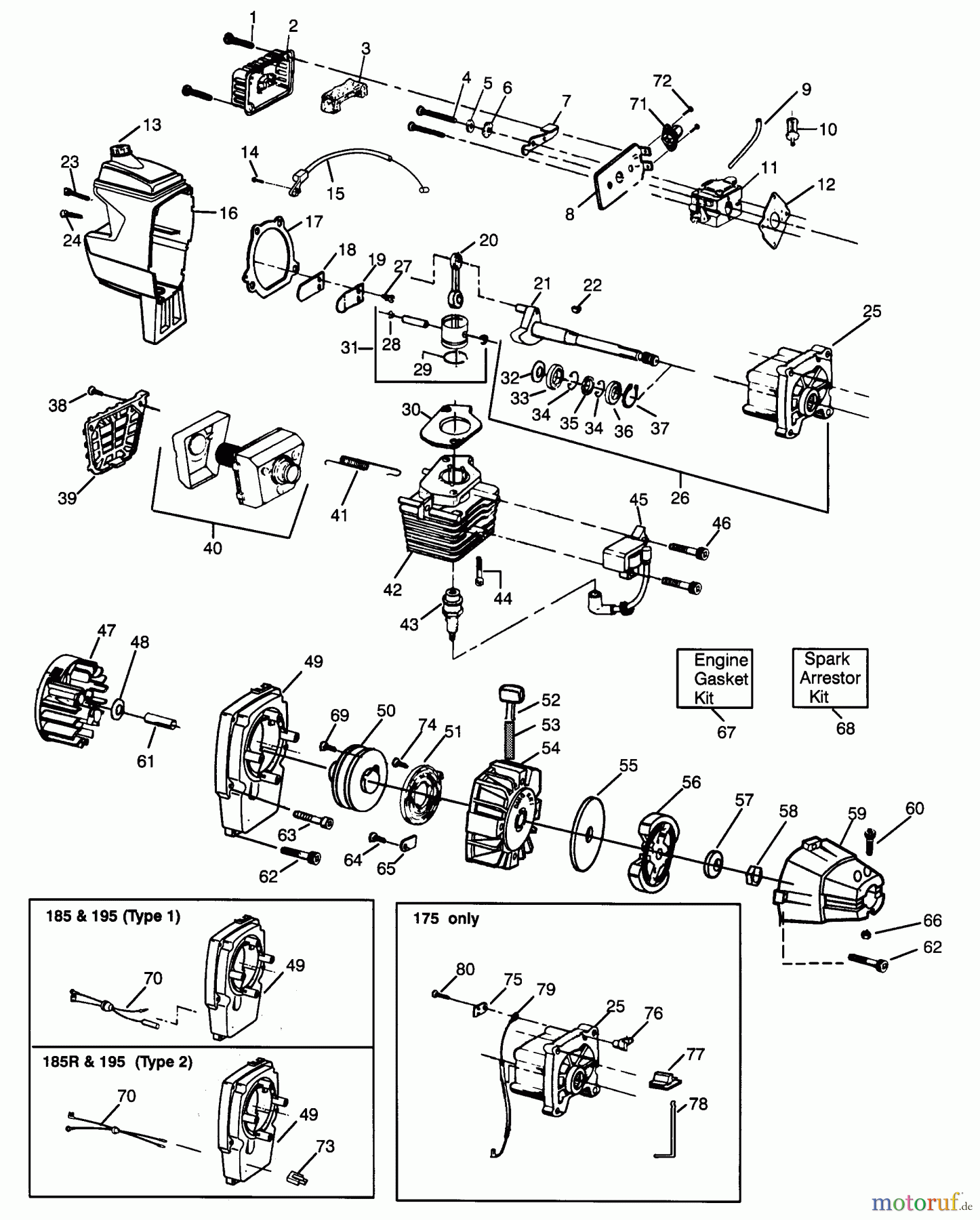  Poulan / Weed Eater Motorsensen, Trimmer PP195 - Poulan Pro String Trimmer ENGINE BLOCK & SHROUD