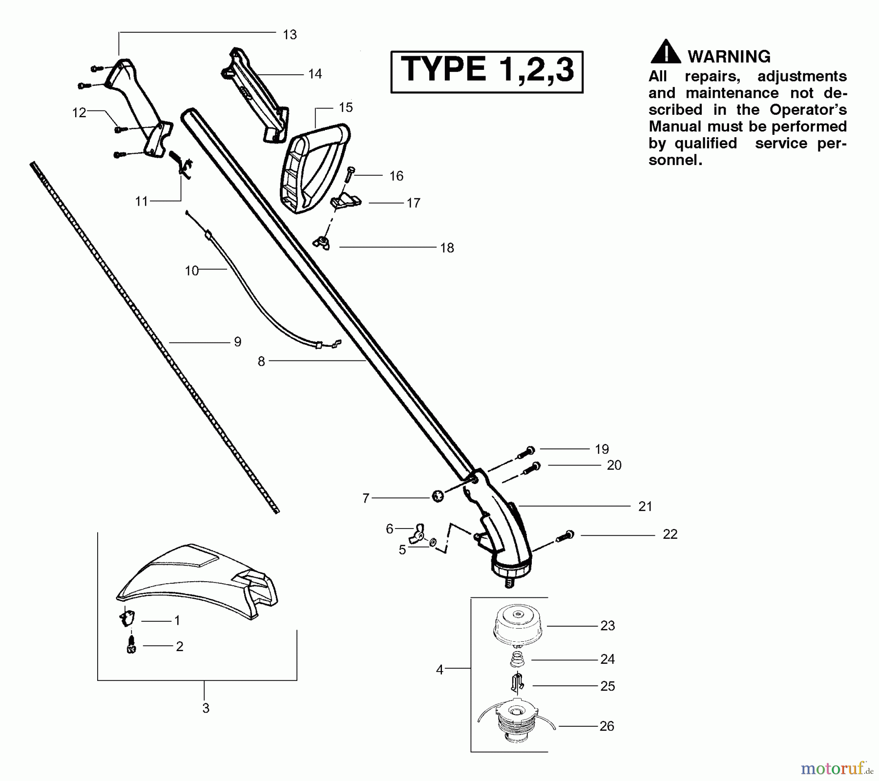  Poulan / Weed Eater Motorsensen, Trimmer SST (Type 2) - Weed Eater Featherlite LE String Trimmer Drive Shaft & Cutting Head