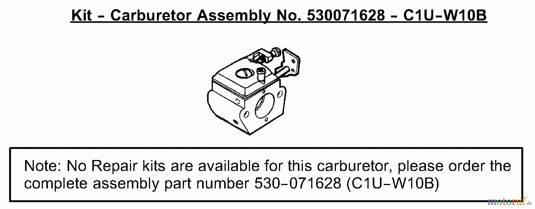  Poulan / Weed Eater Motorsensen, Trimmer TE450CXL LE (Type 4) - Poulan String Trimmer Carburetor Assembly (C1U-W10B) P/N 530071628