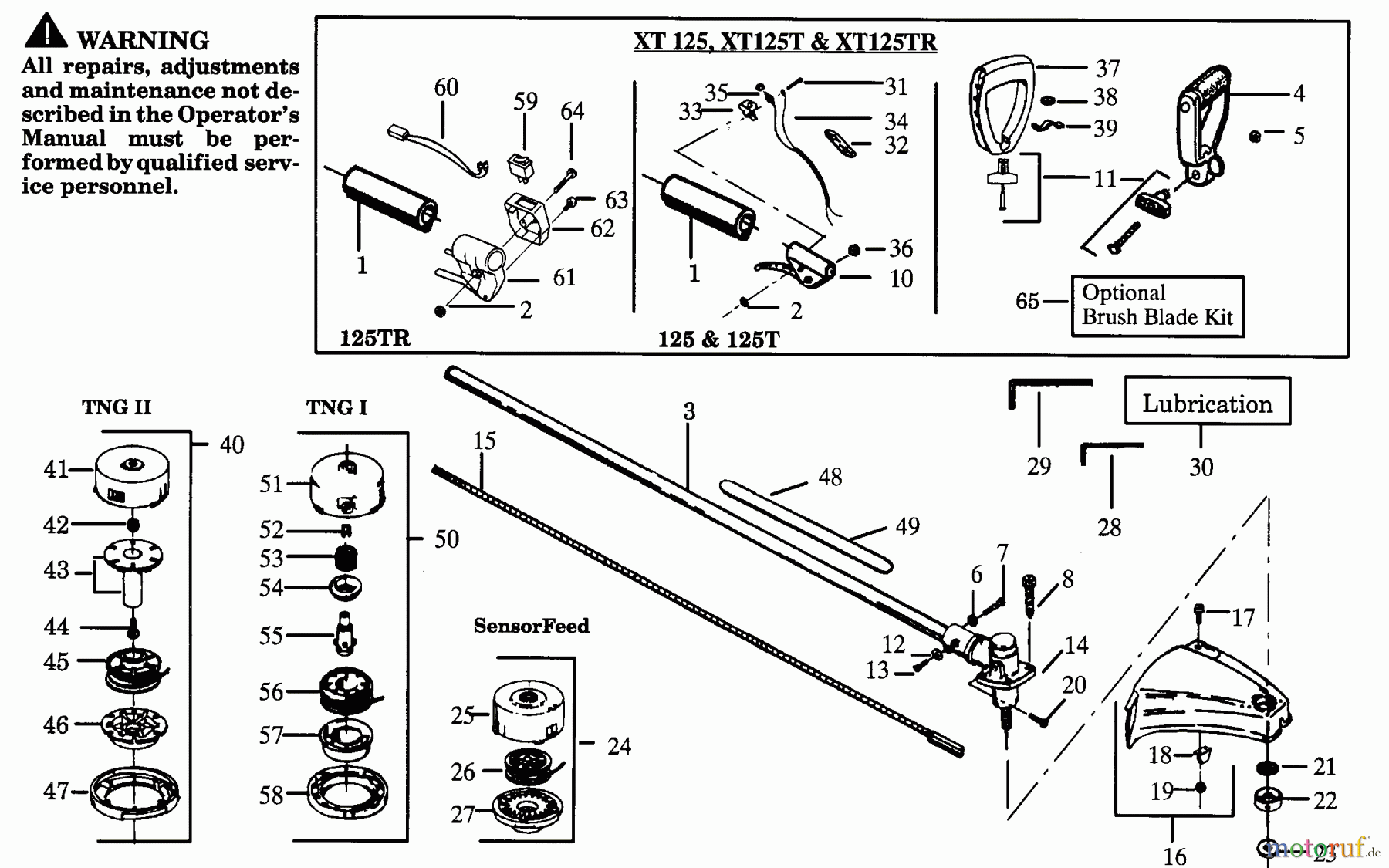  Poulan / Weed Eater Motorsensen, Trimmer XT125TR - Weed Eater String Trimmer CUTTING HEAD & DRIVE SHAFT ASSEMBLY