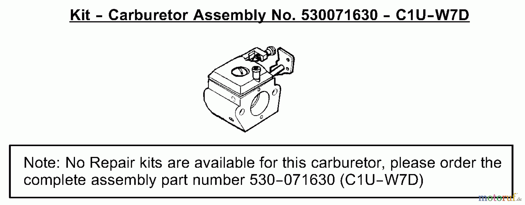 Poulan / Weed Eater Motorsensen, Trimmer XT200 (Type 2) - Weed Eater String Trimmer Carburetor Assembly (C1U-W7D) 530071630