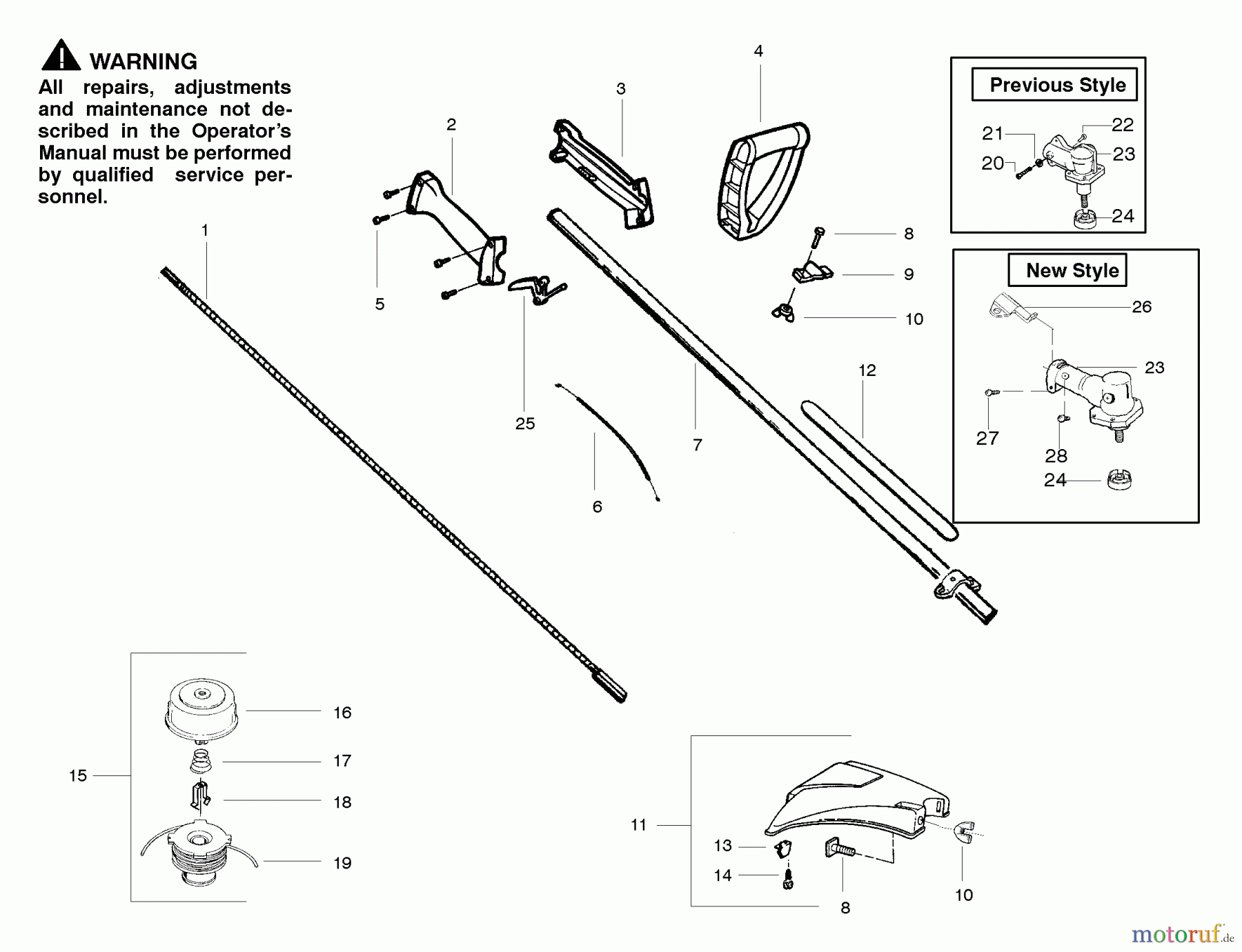  Poulan / Weed Eater Motorsensen, Trimmer XT600 (Type 4) - Weed Eater String Trimmer Handle & Shaft Assembly