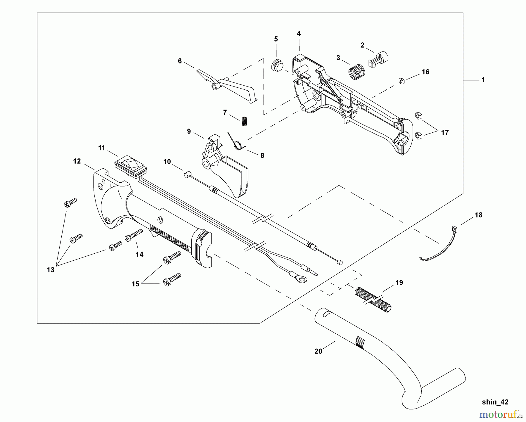  Shindaiwa Heckenscheren HT254 - Shindaiwa Hedge Trimmer, Single-Sided, S/N: T11211001001 - T112119999 Throttle Control
