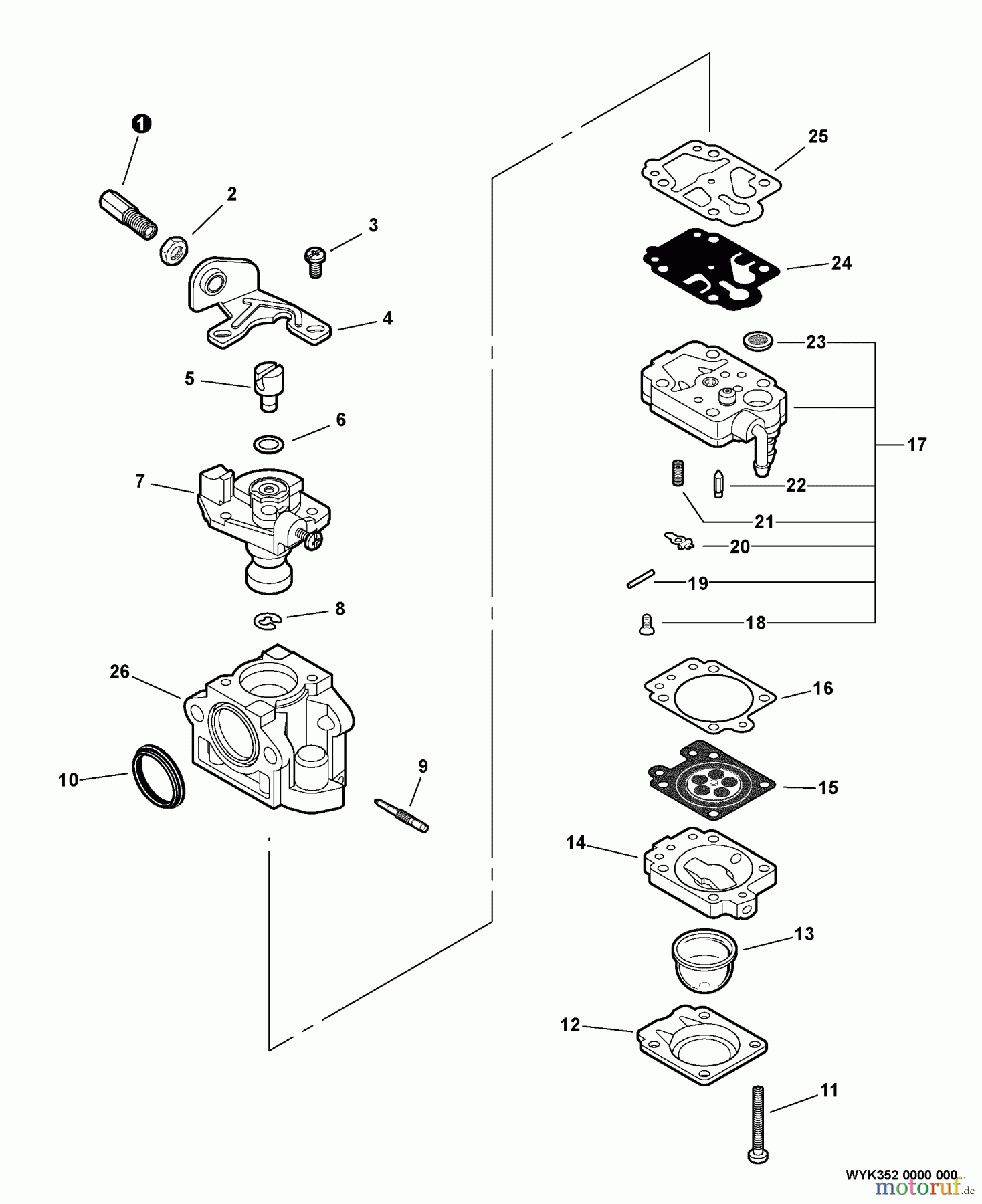  Shindaiwa Trimmer, Faden / Bürste T282 - Shindaiwa String Trimmer, S/N: T09711001001 - T09711999999 Carburetor -- WYK-352