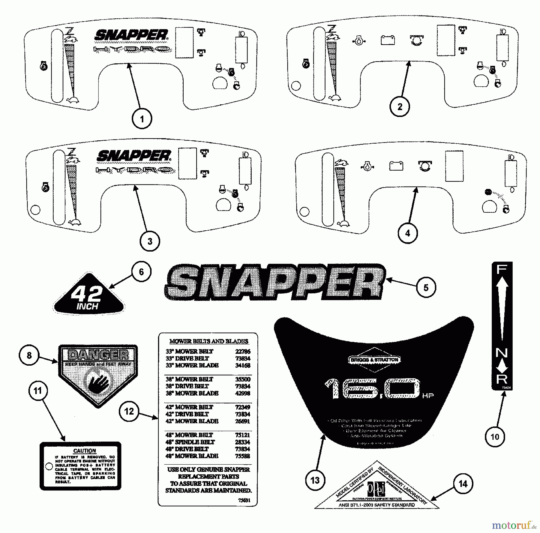  Snapper Rasen- und Gartentraktoren LT180H42IBV2 (84896) - Snapper 42