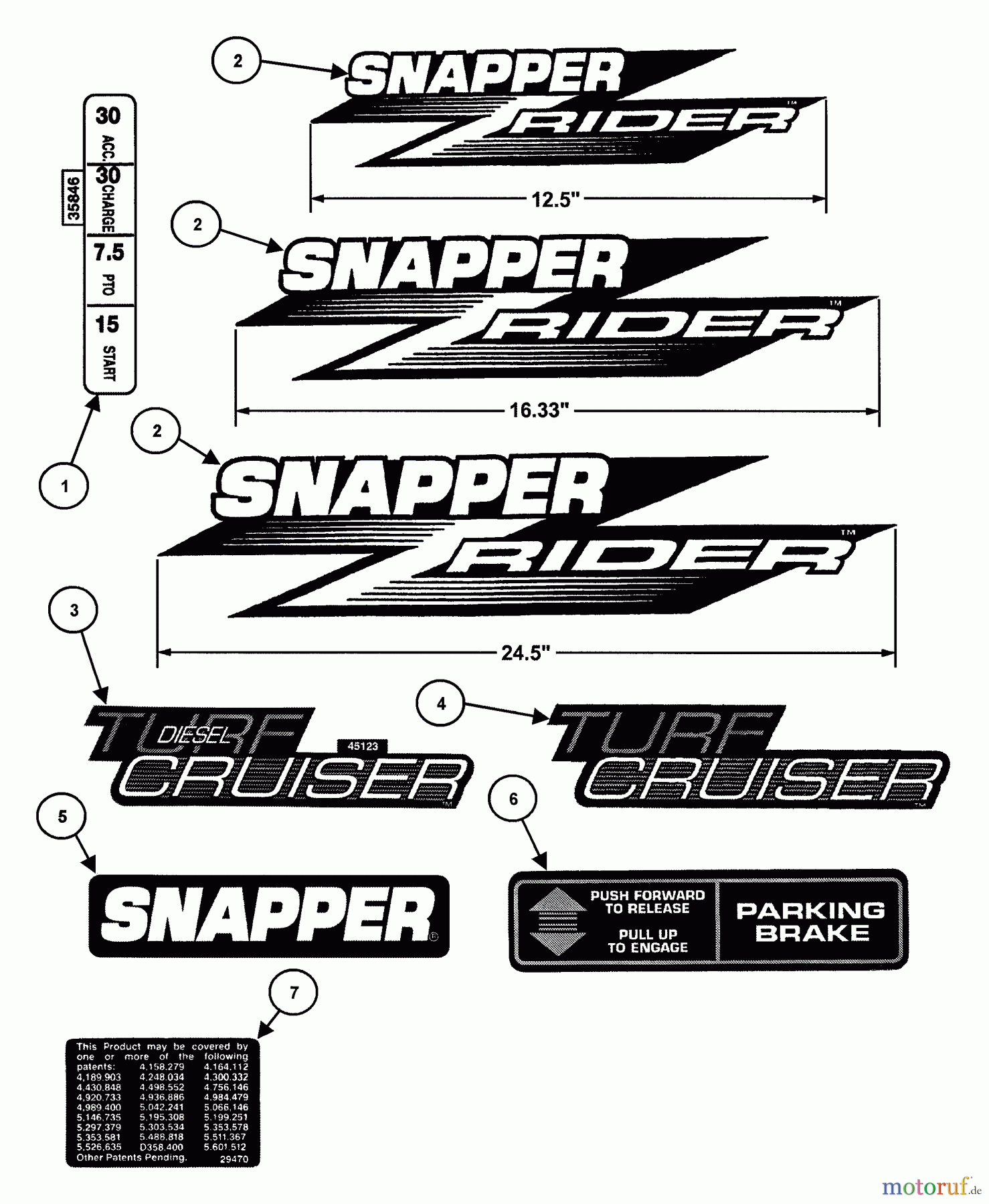  Snapper Nullwendekreismäher, Zero-Turn ZF2100DKU (84342) - Snapper 21 HP Zero-Turn Mower, Kubota, Out Front, Z-Rider Series 0 Decals (Part 1)