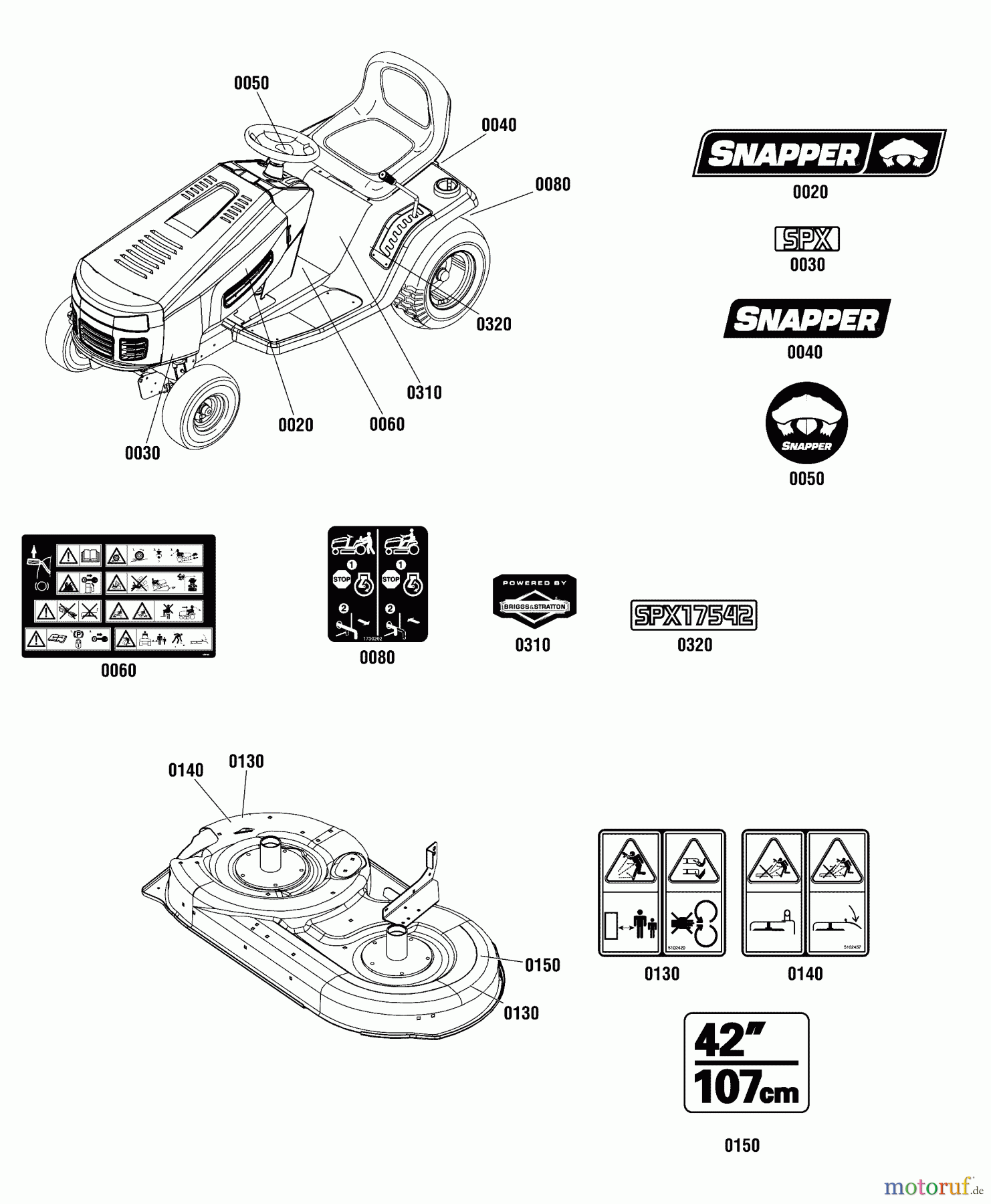 Snapper Rasen- und Gartentraktoren ESPX17542 (2691217-00) - Snapper 42