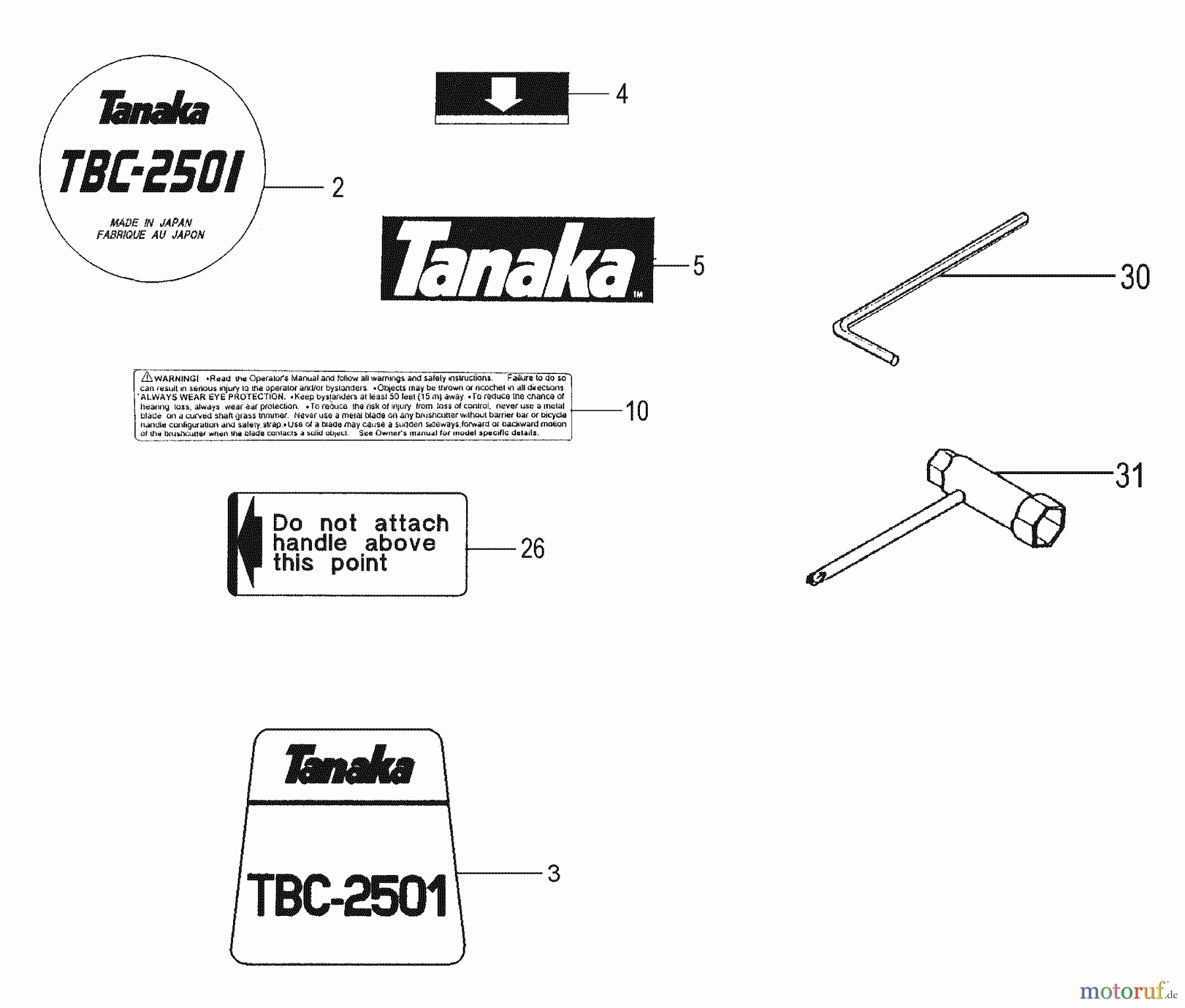  Tanaka Trimmer, Motorsensen TBC-2501H - Tanaka Grass Trimmer (SN: C263177 - C263752) Tools & Decals