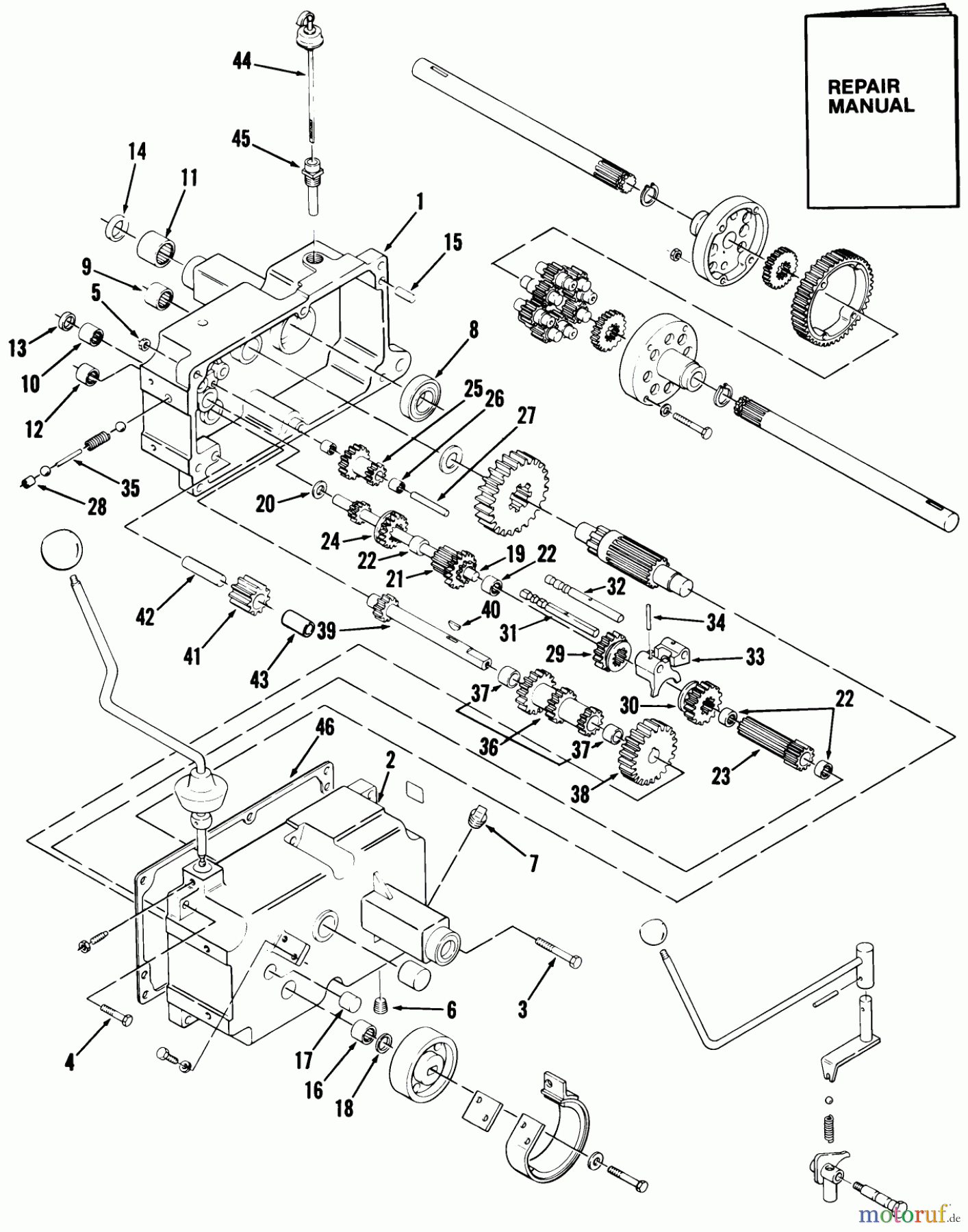  Toro Neu Mowers, Lawn & Garden Tractor Seite 1 01-12K803 (C-125) - Toro C-125 8-Speed Tractor, 1982 MECHANICAL TRANSMISSION-8 SPEED