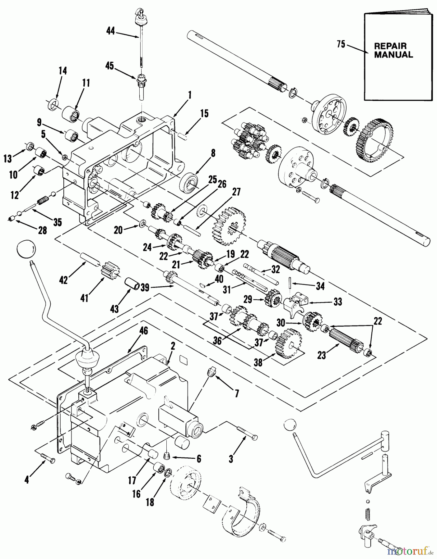 Toro Neu Mowers, Lawn & Garden Tractor Seite 1 11-17K801 (C-175) - Toro C-175 Twin 8-Speed Tractor, 1983 MECHANICAL TRANSMISSION-8 SPEED #1