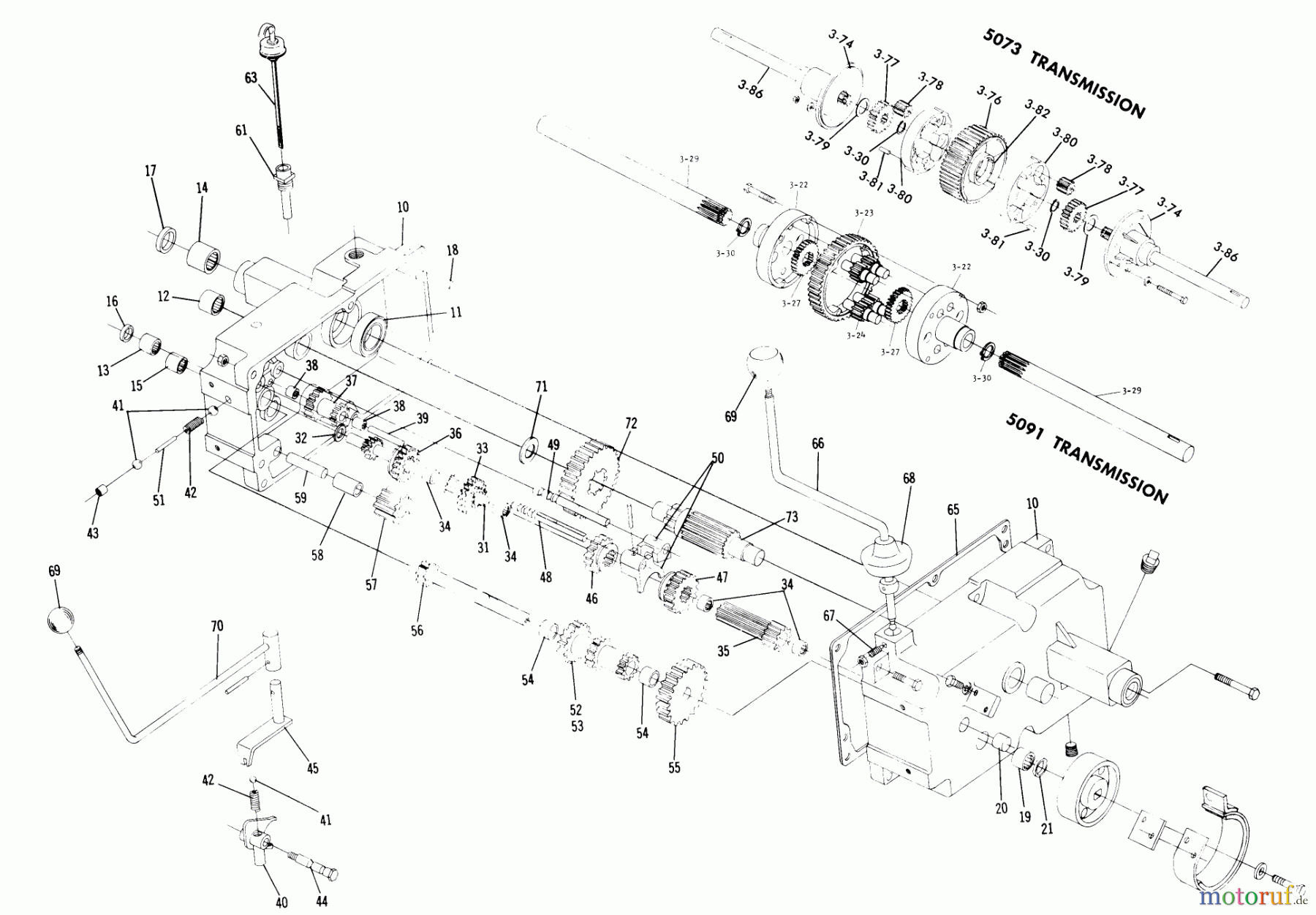  Toro Neu Mowers, Lawn & Garden Tractor Seite 1 1-0354 (C-120) - Toro C-120 8-Speed Tractor, 1974 TRANSMISSION 8-SPEED