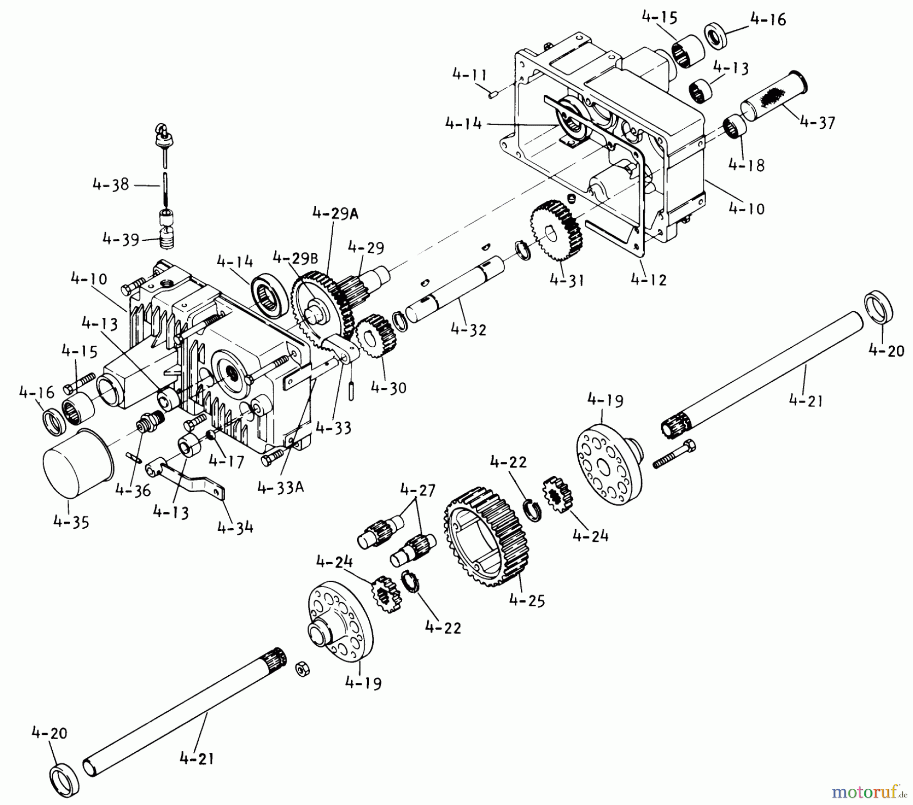  Toro Neu Mowers, Lawn & Garden Tractor Seite 1 1-0650 (D-160) - Toro D-160 Automatic Tractor, 1974 TRANSAXLE - COMPONENT PARTS (PLATE 4.010)