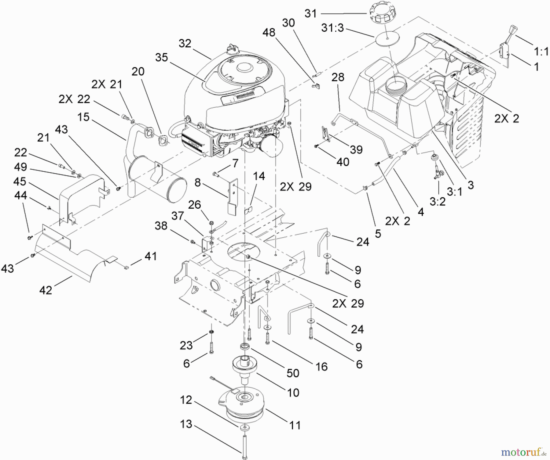  Toro Neu Mowers, Lawn & Garden Tractor Seite 1 135E (RT380H) - Toro RT380H Recycling Mower, 2009 (290000001-290999999) ENGINE COMPONENT ASSEMBLY