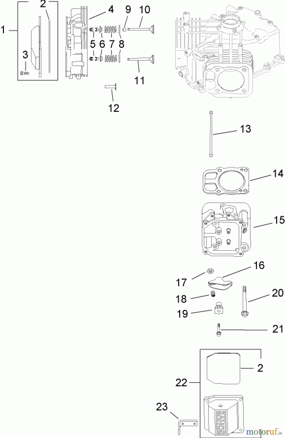  Toro Neu Mowers, Lawn & Garden Tractor Seite 1 13AP60RP544 (LX500) - Toro LX500 Lawn Tractor, 2006 (1A056B50000-) HEAD, VALVE AND BREATHER ASSEMBLY KOHLER SV720-0011
