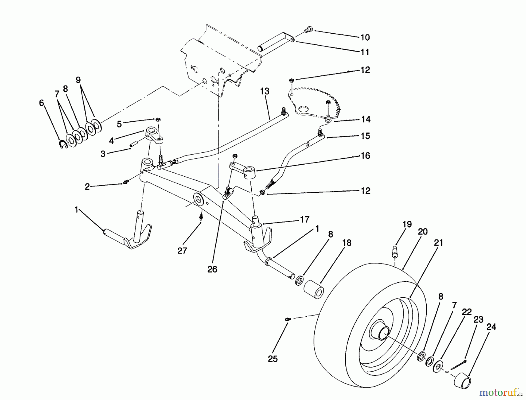  Toro Neu Mowers, Lawn & Garden Tractor Seite 1 22-14O501 (244-5) - Toro 244-5 Yard Tractor, 1991 (1000001-1999999) FRONT AXLE ASSEMBLY
