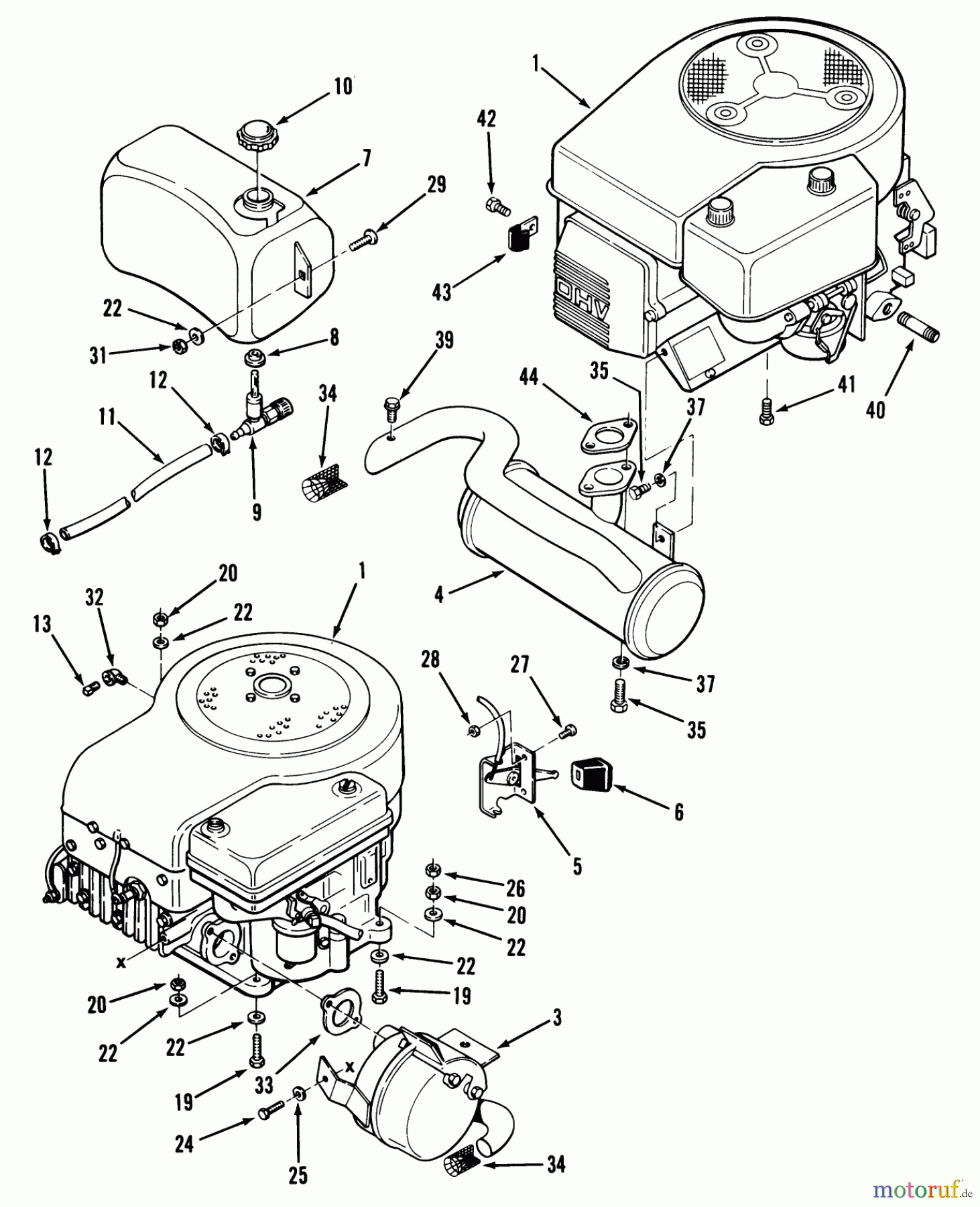 Toro Neu Mowers, Lawn & Garden Tractor Seite 1 32-12OE01 (212-H) - Toro 212-H Tractor, 1990 ENGINE, FUEL & EXHAUST SYSTEMS