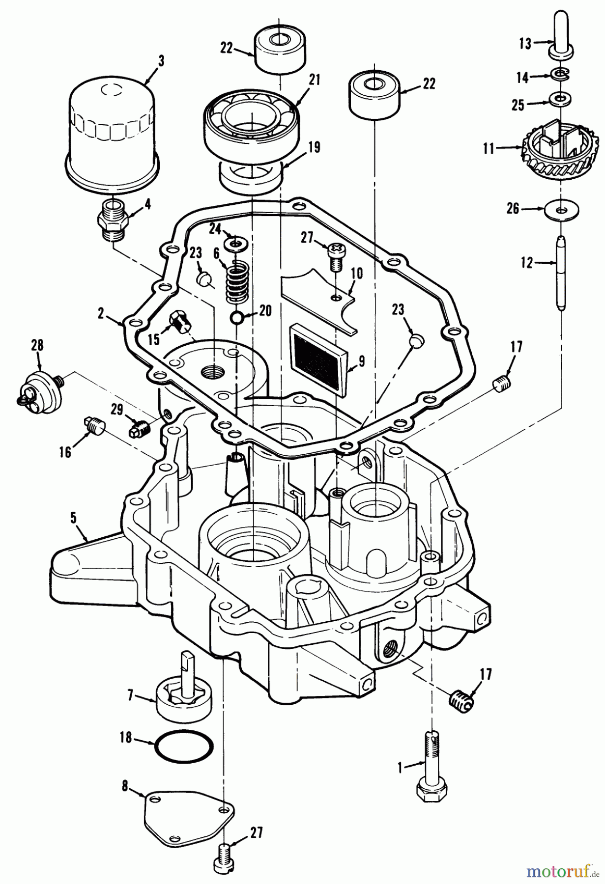  Toro Neu Mowers, Lawn & Garden Tractor Seite 1 32-10B503 (210-5) - Toro 210-5 Tractor, 1992 (2000001-2999999) 12.5HP ENGINE OIL BASE & PUMP ASSEMBLY