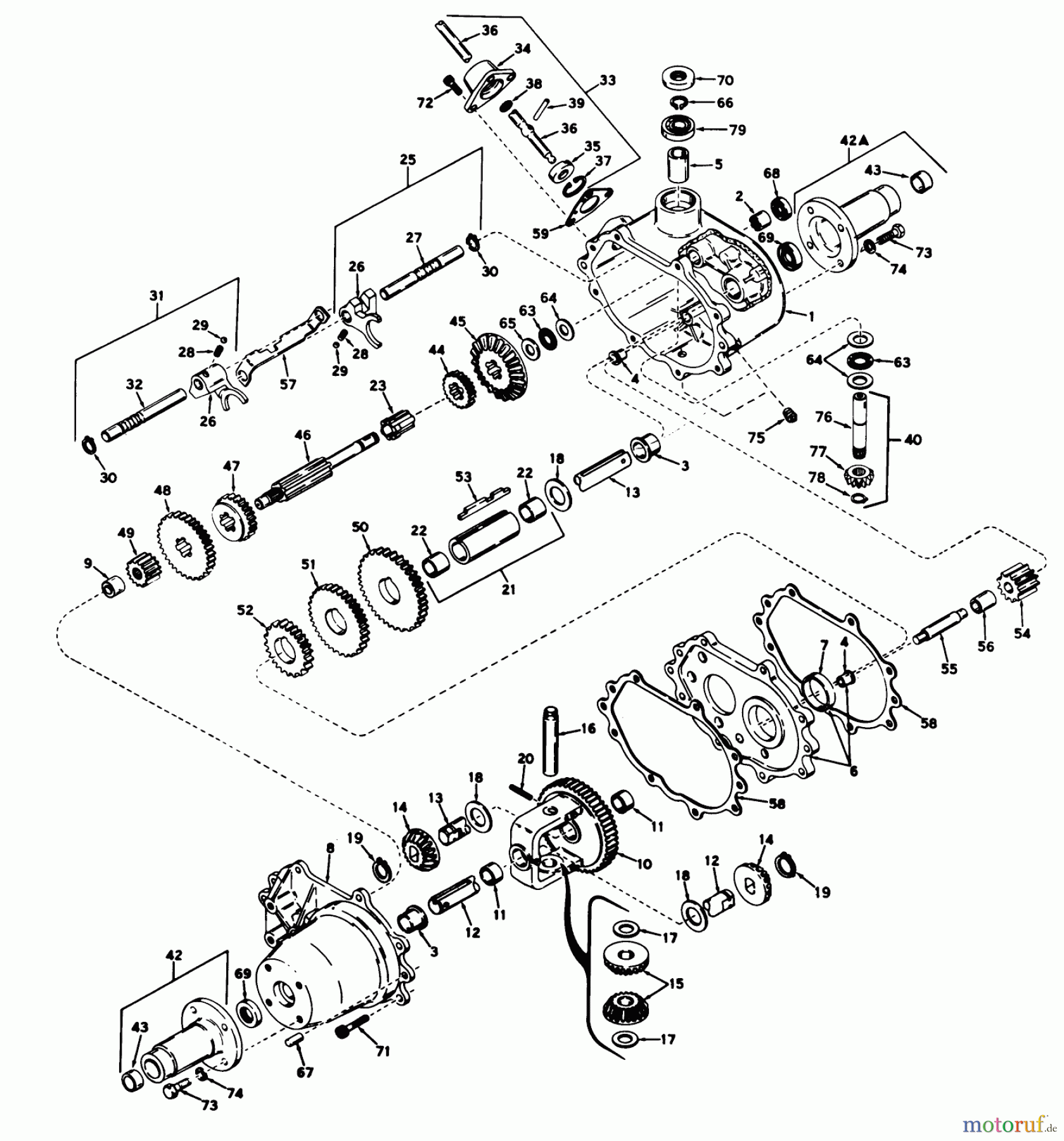  Toro Neu Mowers, Lawn & Garden Tractor Seite 1 55002 (935) - Toro 935 Recoil Lawn Tractor, 1969 (9000001-9999999) TRANSAXLE MODEL NO. 615 PARTS LIST