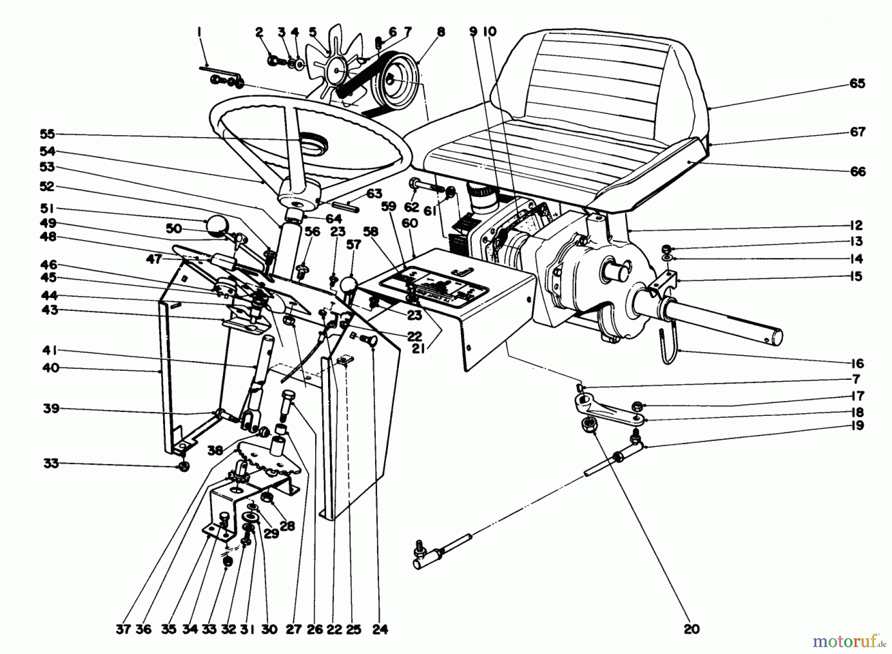  Toro Neu Mowers, Lawn & Garden Tractor Seite 1 55256 (888) - Toro 888 Toromatic Tractor, 1971 (1000001-1999999) DASH AND TRANSAXLE ASSEMBLY