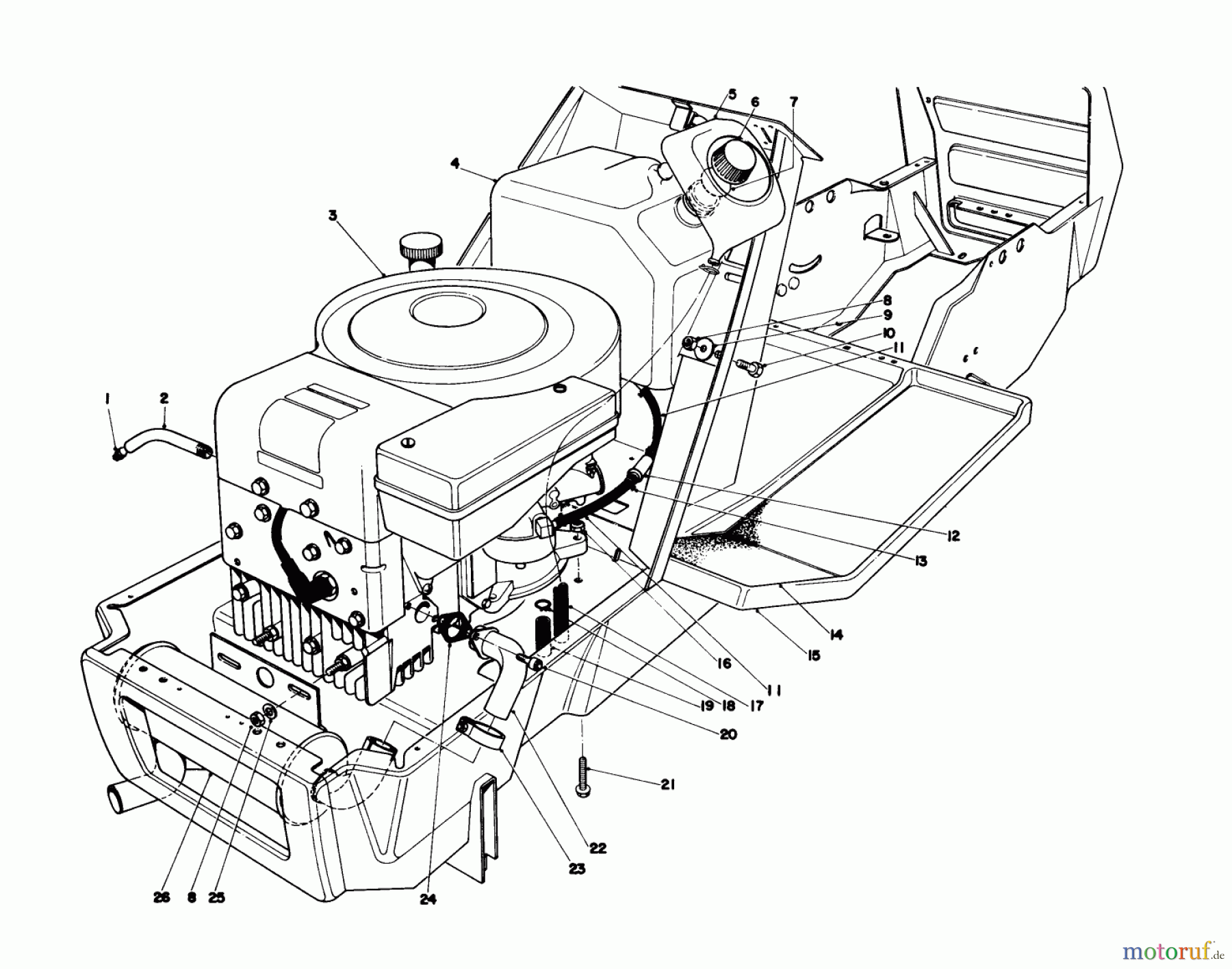  Toro Neu Mowers, Lawn & Garden Tractor Seite 1 57300 (8-32) - Toro 8-32 Front Engine Rider, 1978 (8000001-8999999) ENGINE ASSEMBLY MODEL 57300
