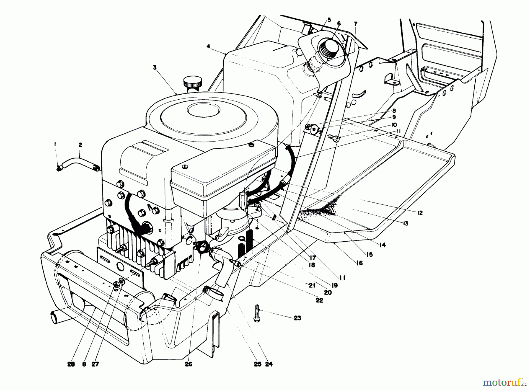  Toro Neu Mowers, Lawn & Garden Tractor Seite 1 57360 (11-32) - Toro 11-32 Lawn Tractor, 1978 (8000001-8999999) ENGINE ASSEMBLY MODEL 57360