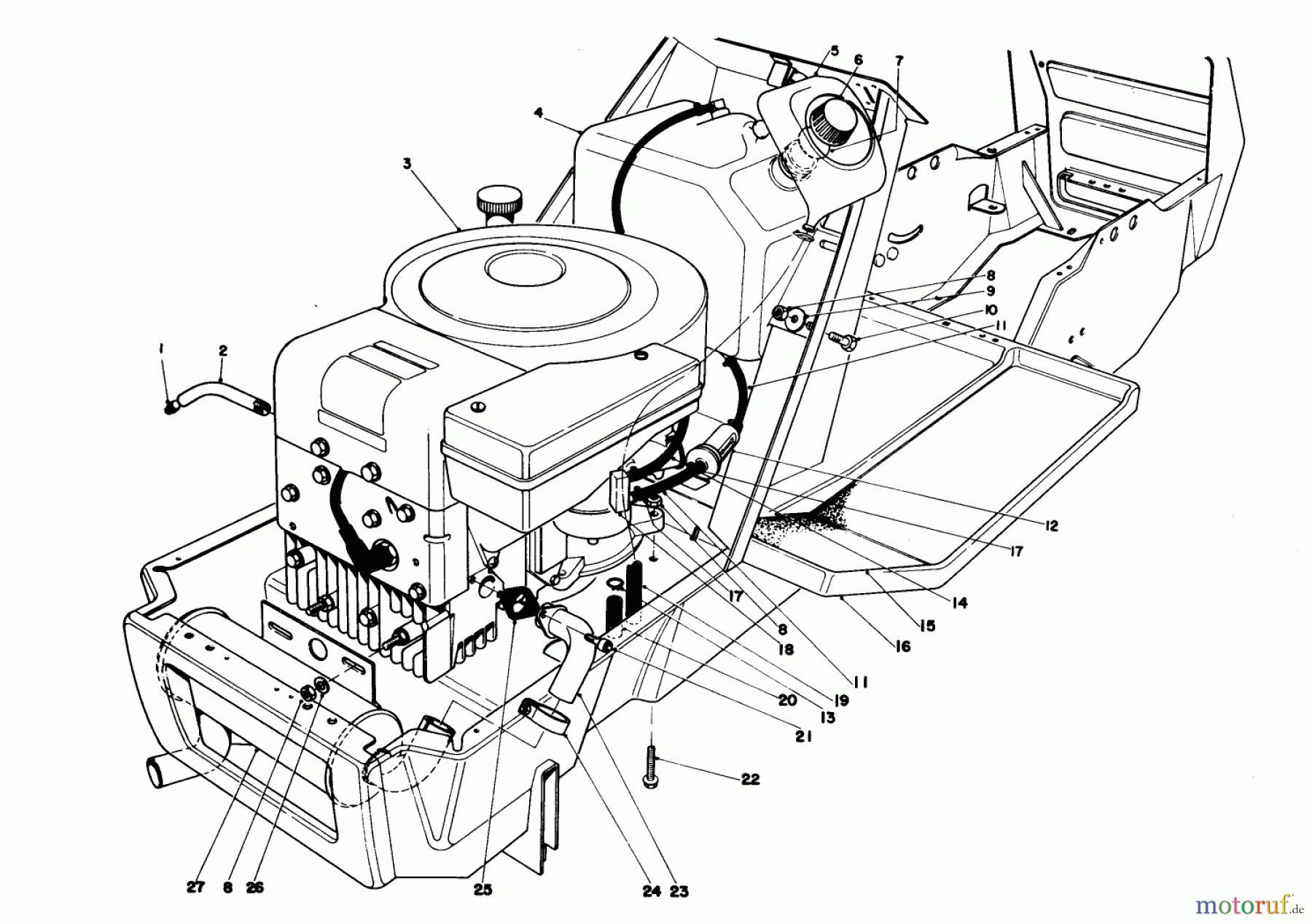  Toro Neu Mowers, Lawn & Garden Tractor Seite 1 57360 (11-32) - Toro 11-32 Lawn Tractor, 1980 (0000001-0999999) ENGINE ASSEMBLY MODEL 57360