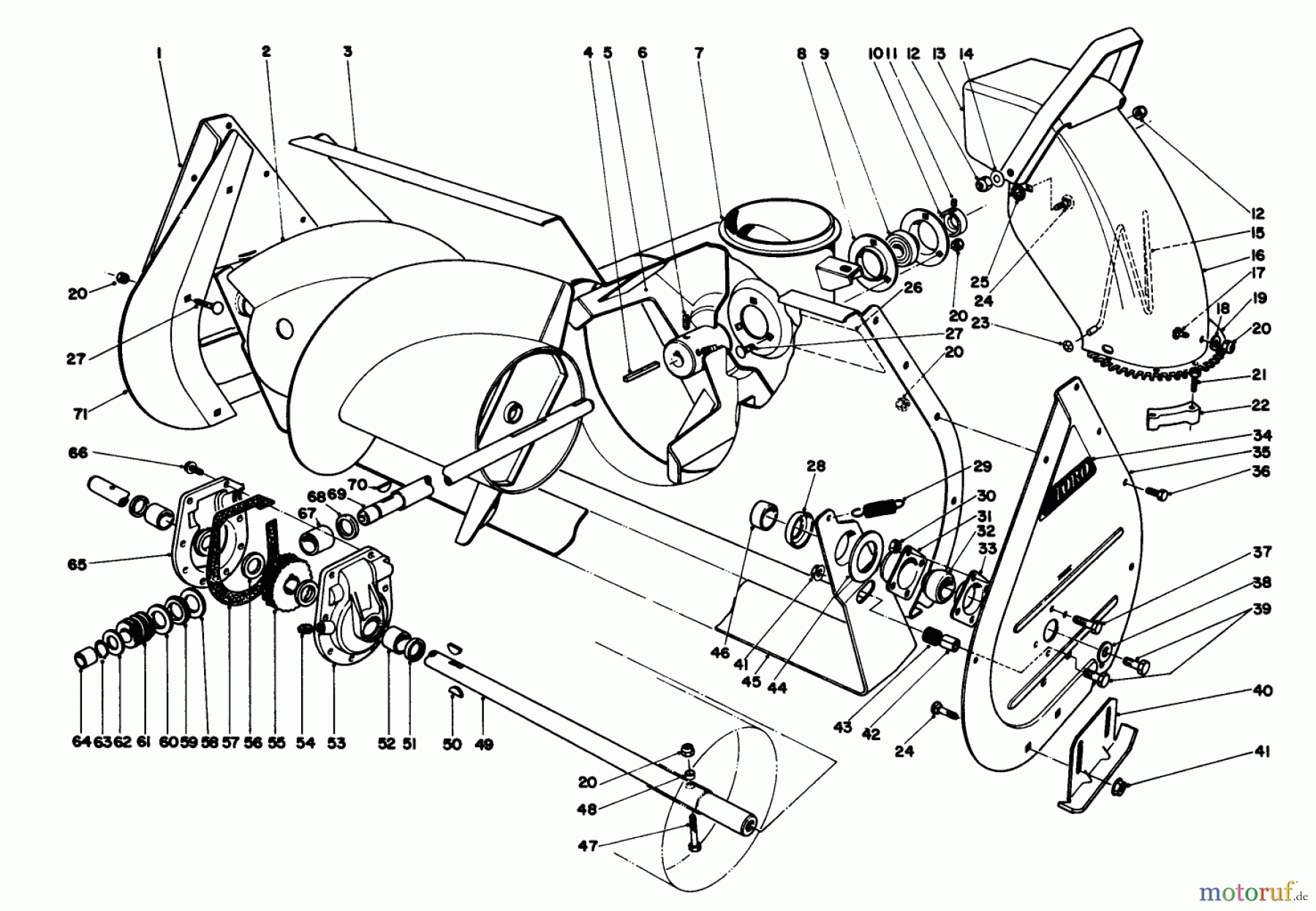  Toro Neu Mowers, Lawn & Garden Tractor Seite 1 57300 (8-32) - Toro 8-32 Front Engine Rider, 1984 (4000001-4999999) AUGER ASSEMBLY 36