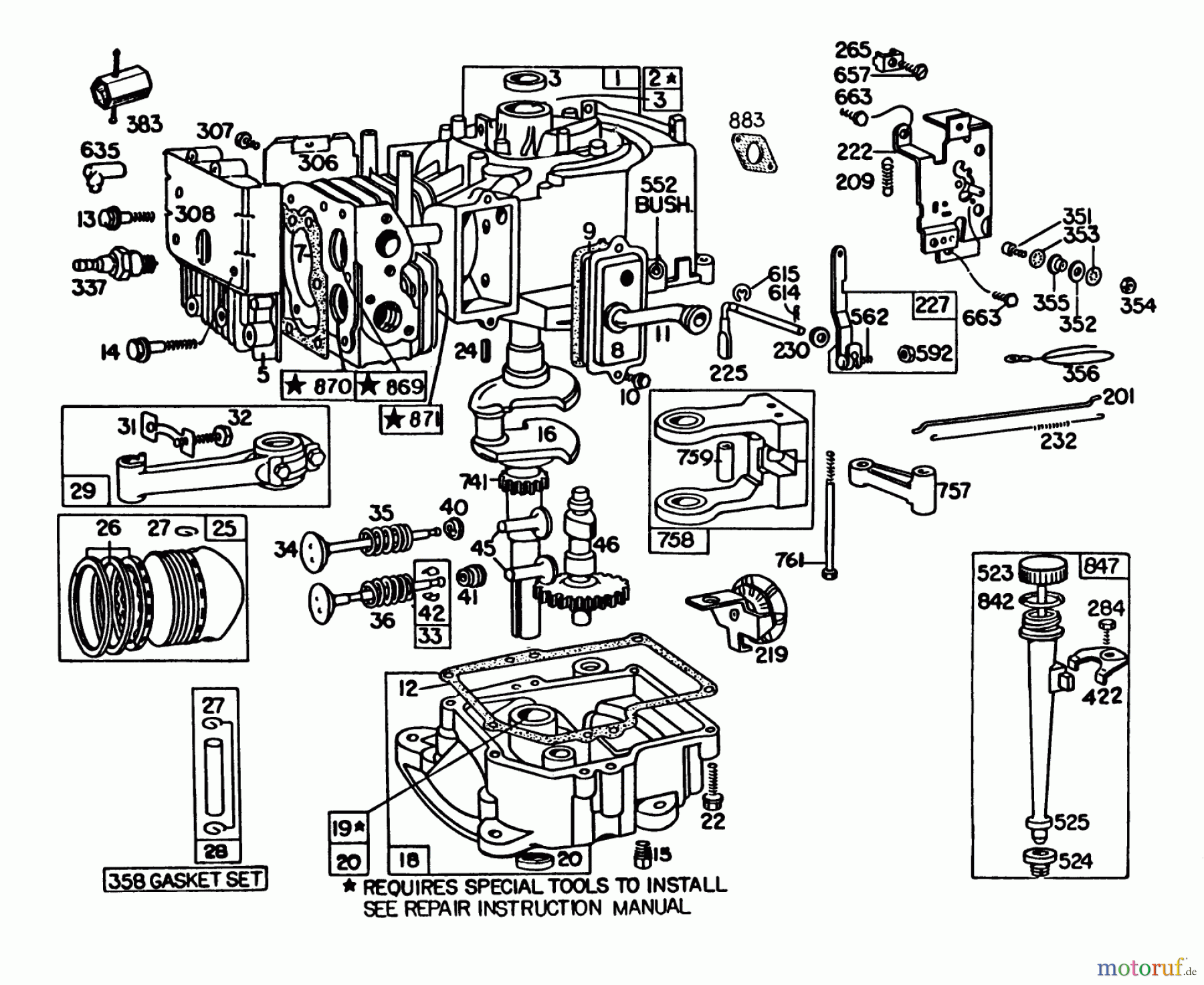  Toro Neu Mowers, Lawn & Garden Tractor Seite 1 57300 (8-32) - Toro 8-32 Front Engine Rider, 1985 (5000001-5999999) ENGINE BRIGGS & STRATTON MODEL 191707-5816-01 (MODEL 57300)