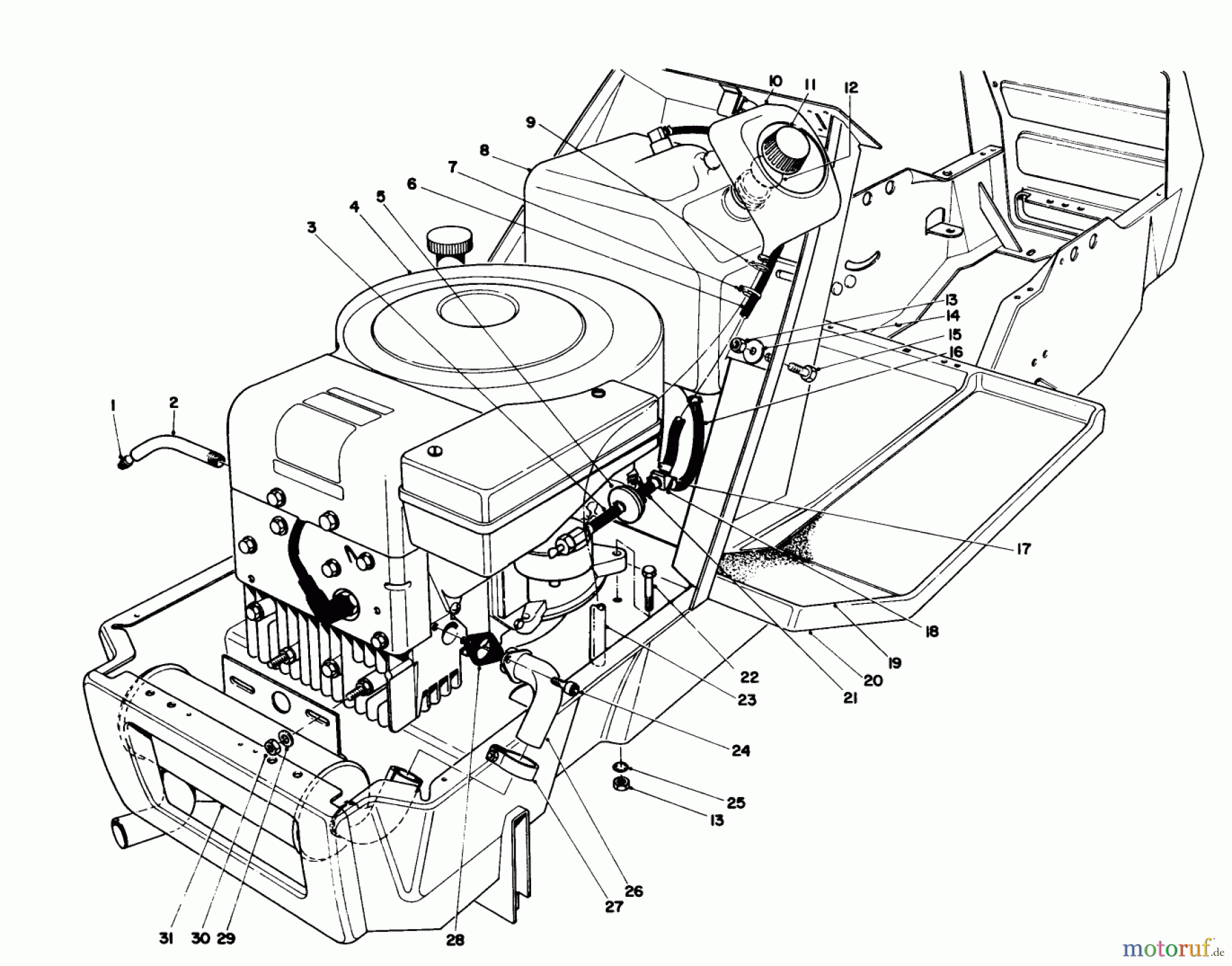  Toro Neu Mowers, Lawn & Garden Tractor Seite 1 57360 (11-32) - Toro 11-32 Lawn Tractor, 1987 (7000001-7999999) ENGINE ASSEMBLY
