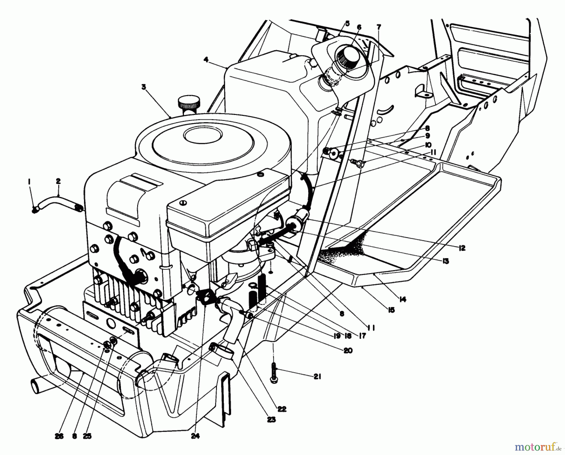  Toro Neu Mowers, Lawn & Garden Tractor Seite 1 57380 - Toro 8 hp Front Engine Rider, 1980 (0000001-0999999) ENGINE ASSEMBLY MODEL 57380