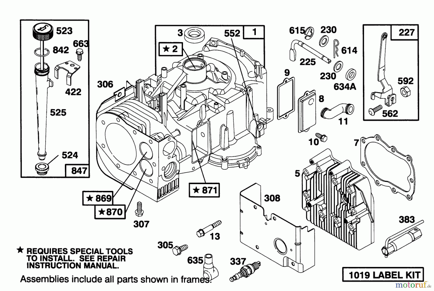  Toro Neu Mowers, Lawn & Garden Tractor Seite 1 71182 (12-32XL) - Toro 12-32XL Lawn Tractor, 1994 (4900001-4999999) ENGINE BRIGGS & STRATTON MODEL 283707-0156-01 #1
