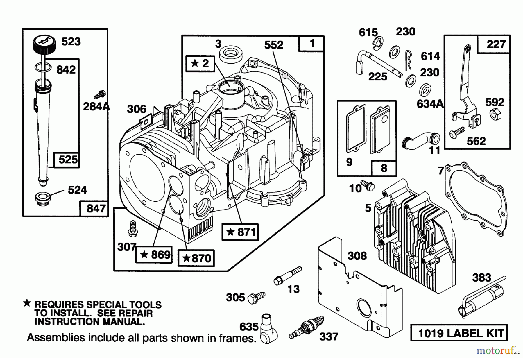  Toro Neu Mowers, Lawn & Garden Tractor Seite 1 71202 (12-38XL) - Toro 12-38XL Lawn Tractor, 1994 (4900001-4999999) ENGINE BRIGGS & STRATTON MODEL 286707-0453-01 #1