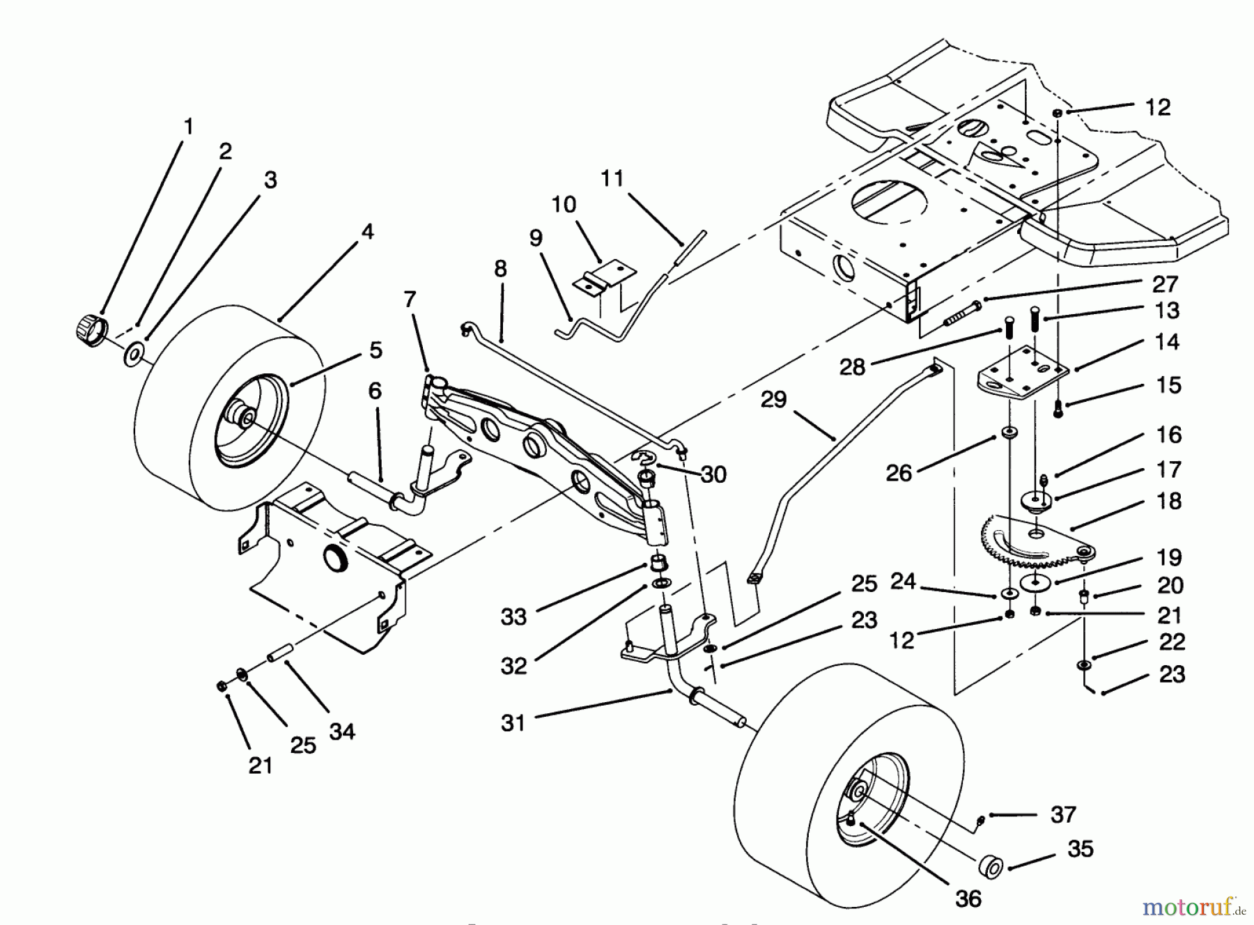  Toro Neu Mowers, Lawn & Garden Tractor Seite 1 71213 (13-38HXL) - Toro 13-38HXL Lawn Tractor, 1994 (4900001-4999999) FRONT AXLE ASSEMBLY