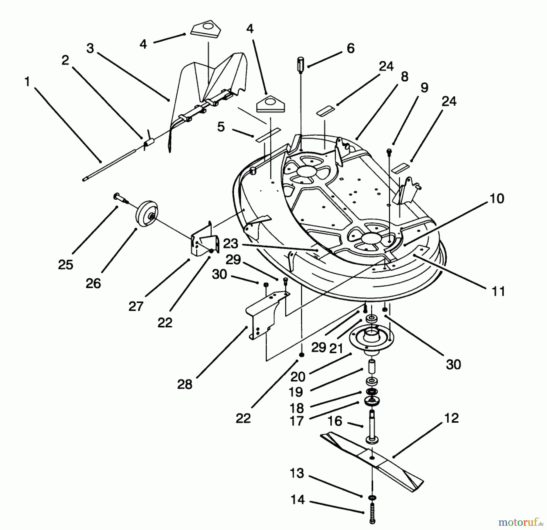  Toro Neu Mowers, Lawn & Garden Tractor Seite 1 71191 (13-38HXL) - Toro 13-38HXL Lawn Tractor, 1995 (5900001-5910000) HOUSING & SPINDLE ASSEMBLY (38