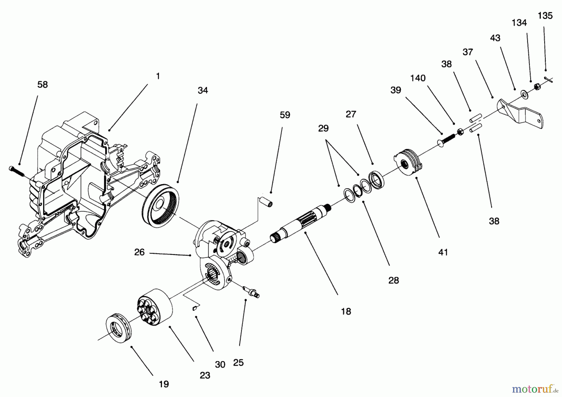 Toro Neu Mowers, Lawn & Garden Tractor Seite 1 71193 (14-38HXL) - Toro 14-38HXL Lawn Tractor, 1996 (6900001-6999999) HYDRO TRANSAXLE ASSEMBLY #4