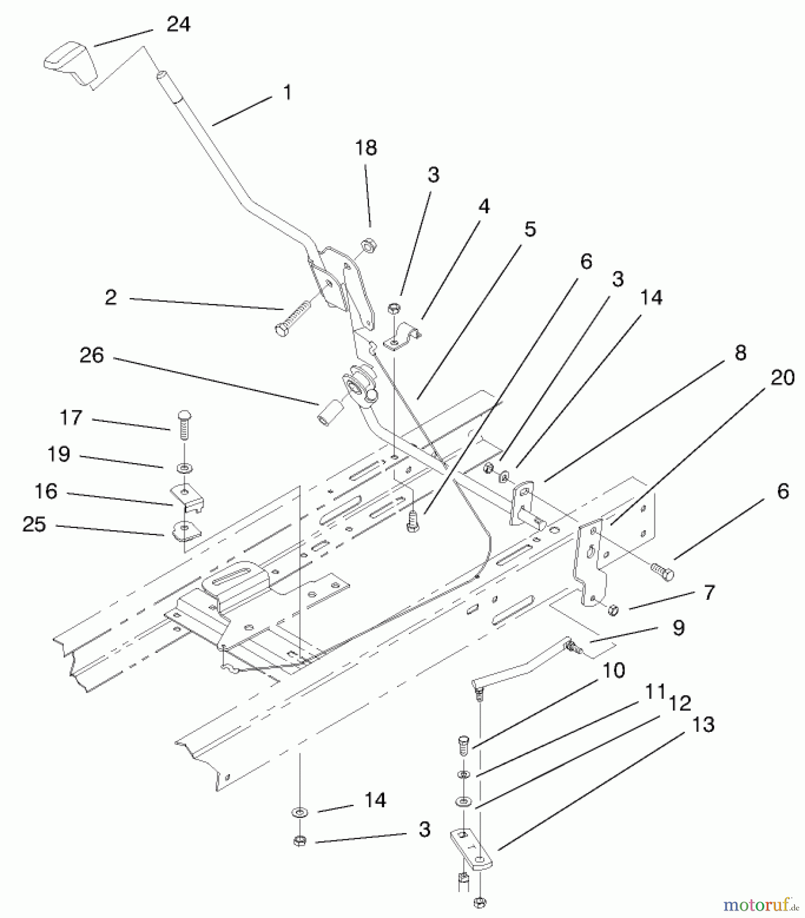  Toro Neu Mowers, Lawn & Garden Tractor Seite 1 71209 (13-32XLE) - Toro 13-32XLE Lawn Tractor, 1999 (9900001-9999999) SHIFTING COMPONENTS ASSEMBLY