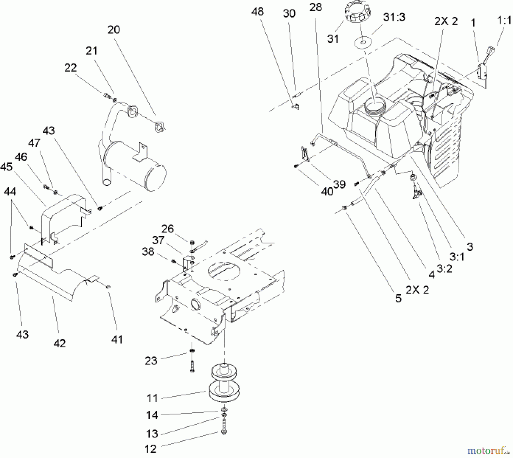  Toro Neu Mowers, Lawn & Garden Tractor Seite 1 71209 (13-32XLE) - Toro 13-32XLE Lawn Tractor, 2004 (240000001-240999999) OHV ENGINE SYSTEM COMPONENT ASSEMBLY