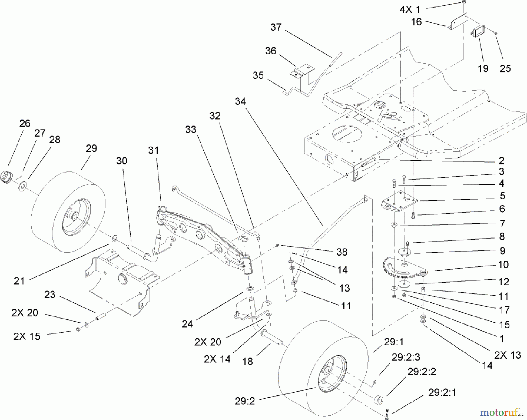  Toro Neu Mowers, Lawn & Garden Tractor Seite 1 71209 (XL 320) - Toro XL 320 Lawn Tractor, 2005 (250005001-250999999) STEERING COMPONENT ASSEMBLY