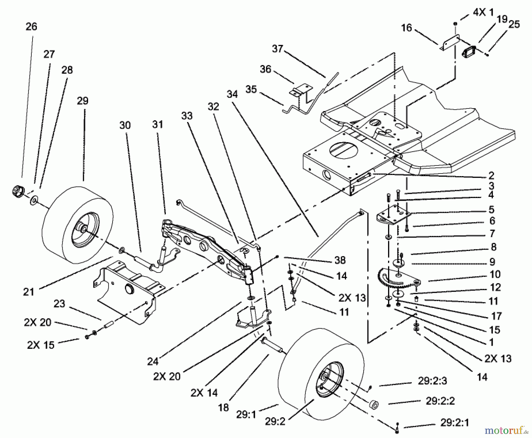  Toro Neu Mowers, Lawn & Garden Tractor Seite 1 71226 (16-38XLE) - Toro 16-38XLE Lawn Tractor, 2002 (220010001-220999999) STEERING ASSEMBLY