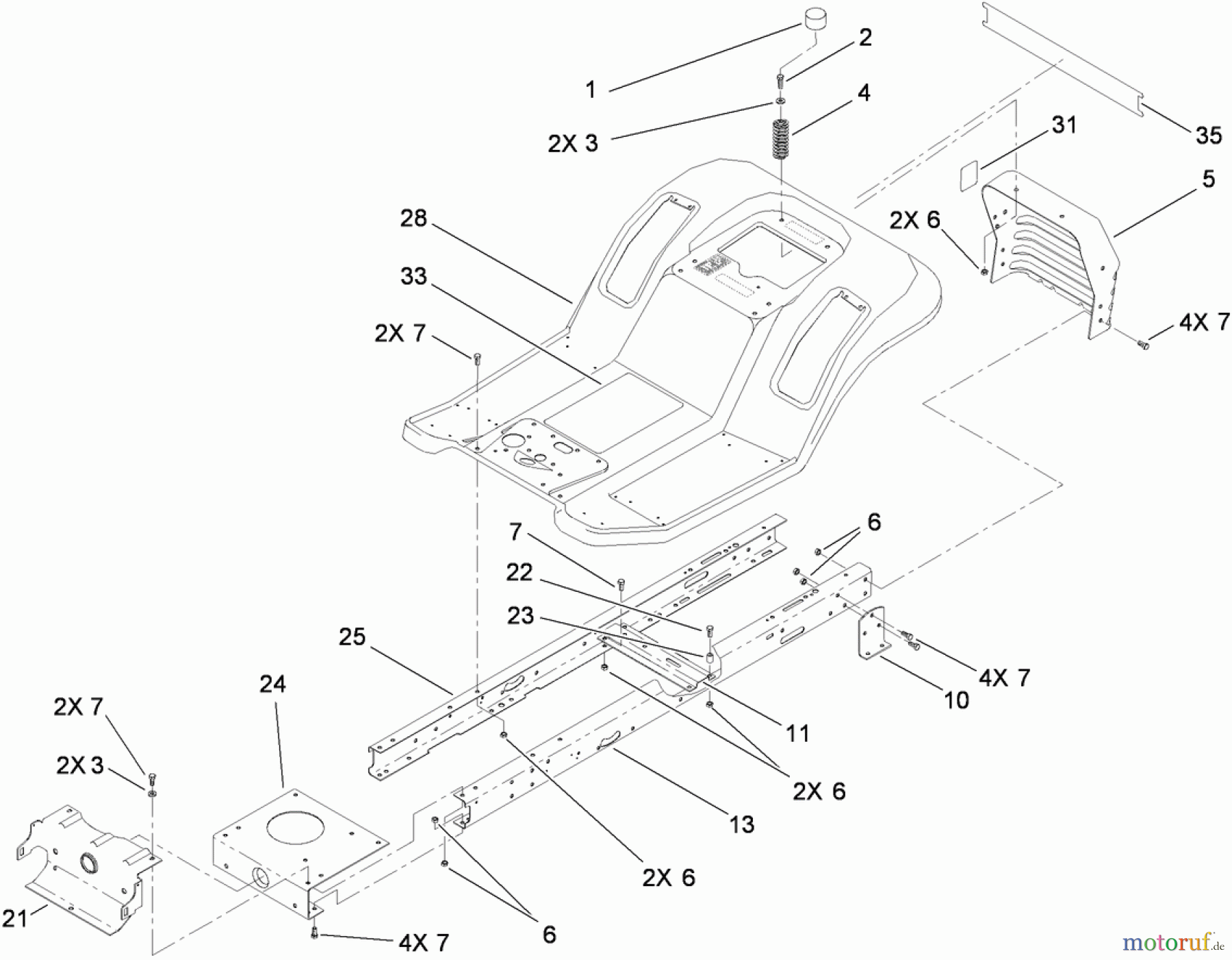  Toro Neu Mowers, Lawn & Garden Tractor Seite 1 71252 (XL 380H) - Toro XL 380H Lawn Tractor, 2010 (310000001-310002000) FRAME AND BODY ASSEMBLY