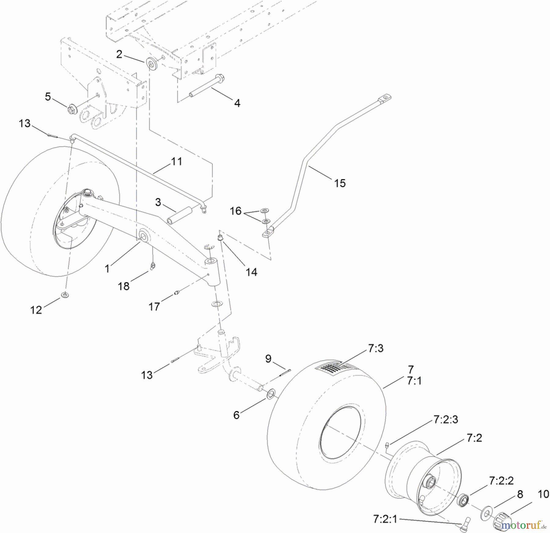  Toro Neu Mowers, Lawn & Garden Tractor Seite 1 71254 (XLS 380) - Toro XLS 380 Lawn Tractor, 2011 (311000001-311999999) FRONT WHEEL AND AXLE ASSEMBLY