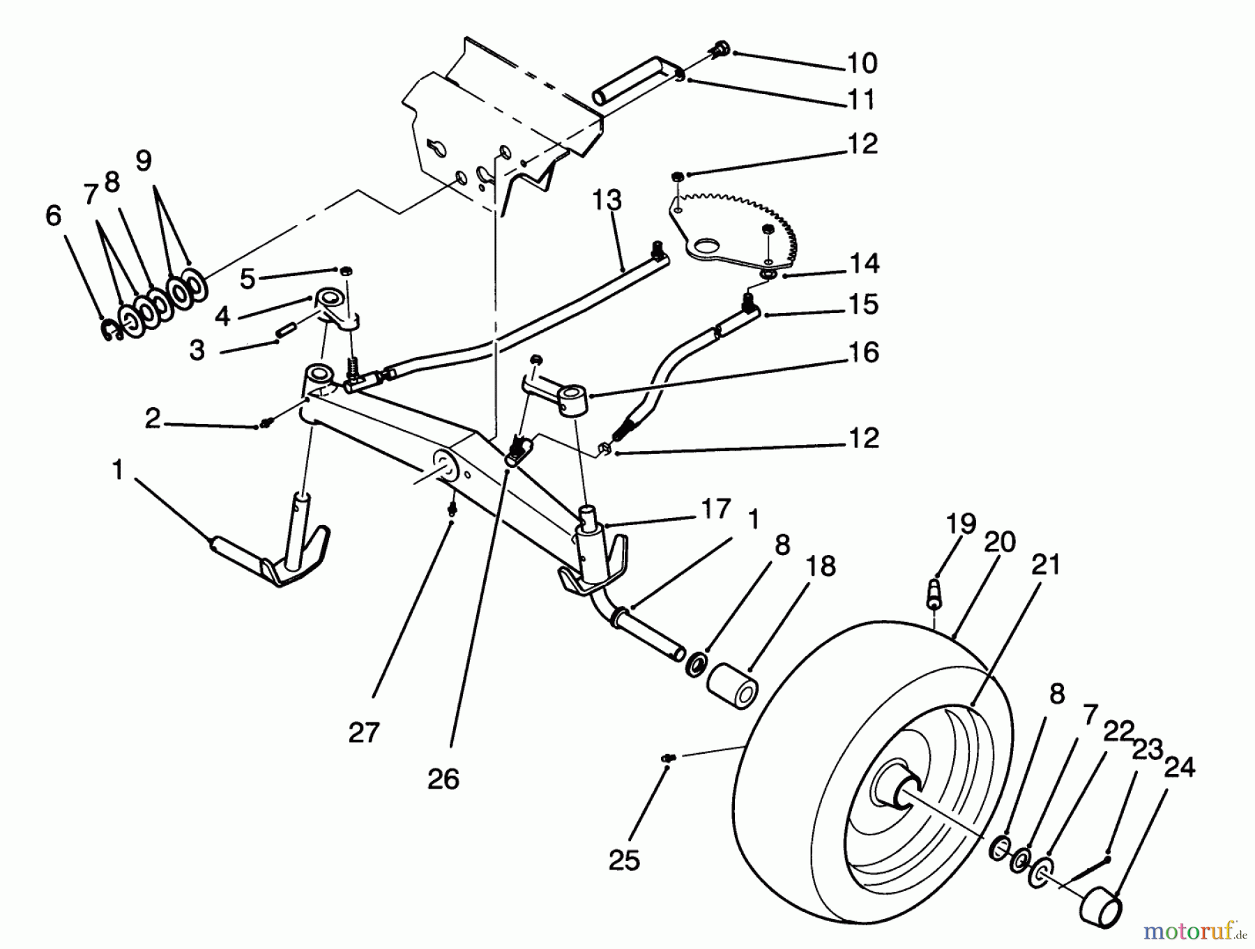  Toro Neu Mowers, Lawn & Garden Tractor Seite 1 72041 (244-H) - Toro 244-H Yard Tractor, 1993 (3900001-3999999) FRONT AXLE ASSEMBLY