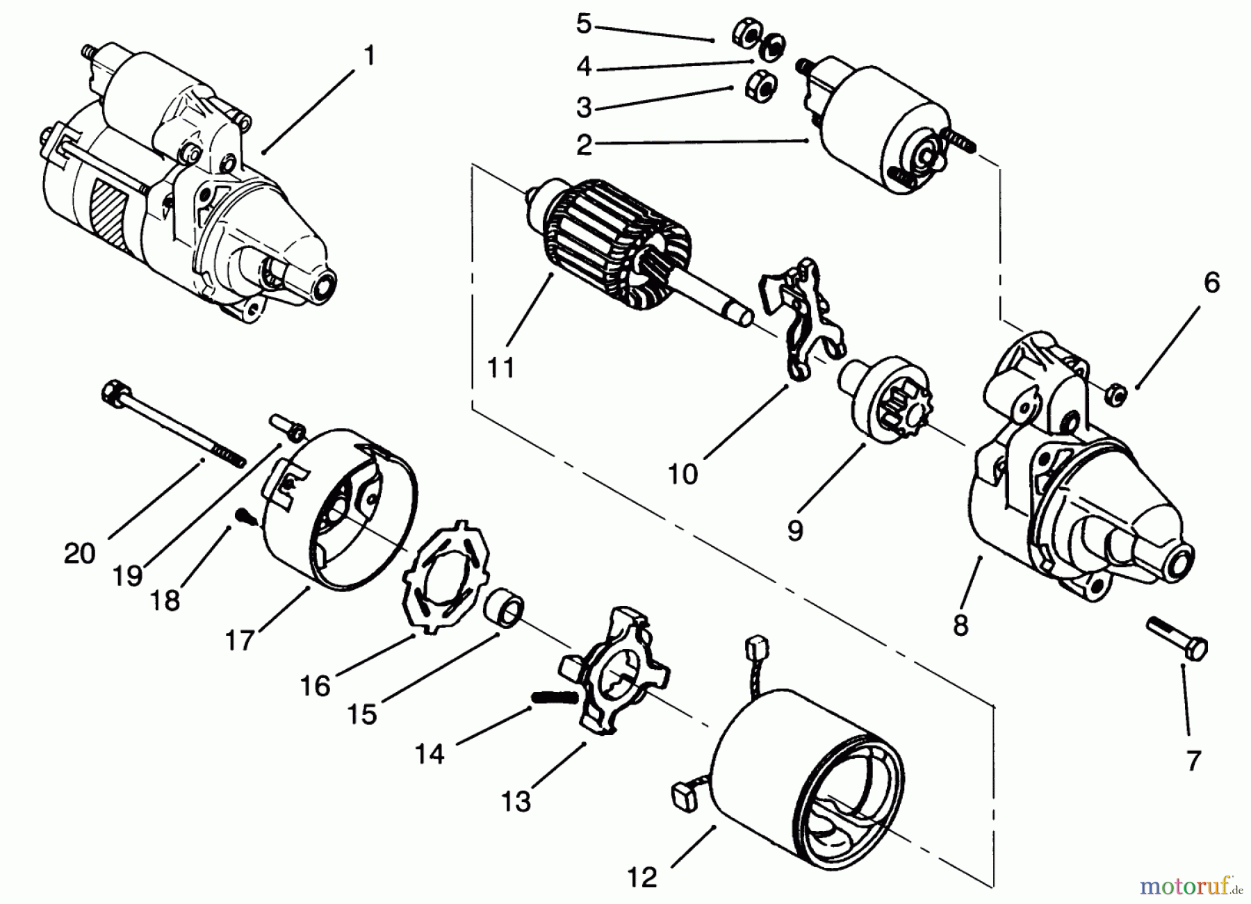  Toro Neu Mowers, Lawn & Garden Tractor Seite 1 72060 (244-5) - Toro 244-5 Yard Tractor, 1993 (3900001-3999999) STARTER ASSEMBLY