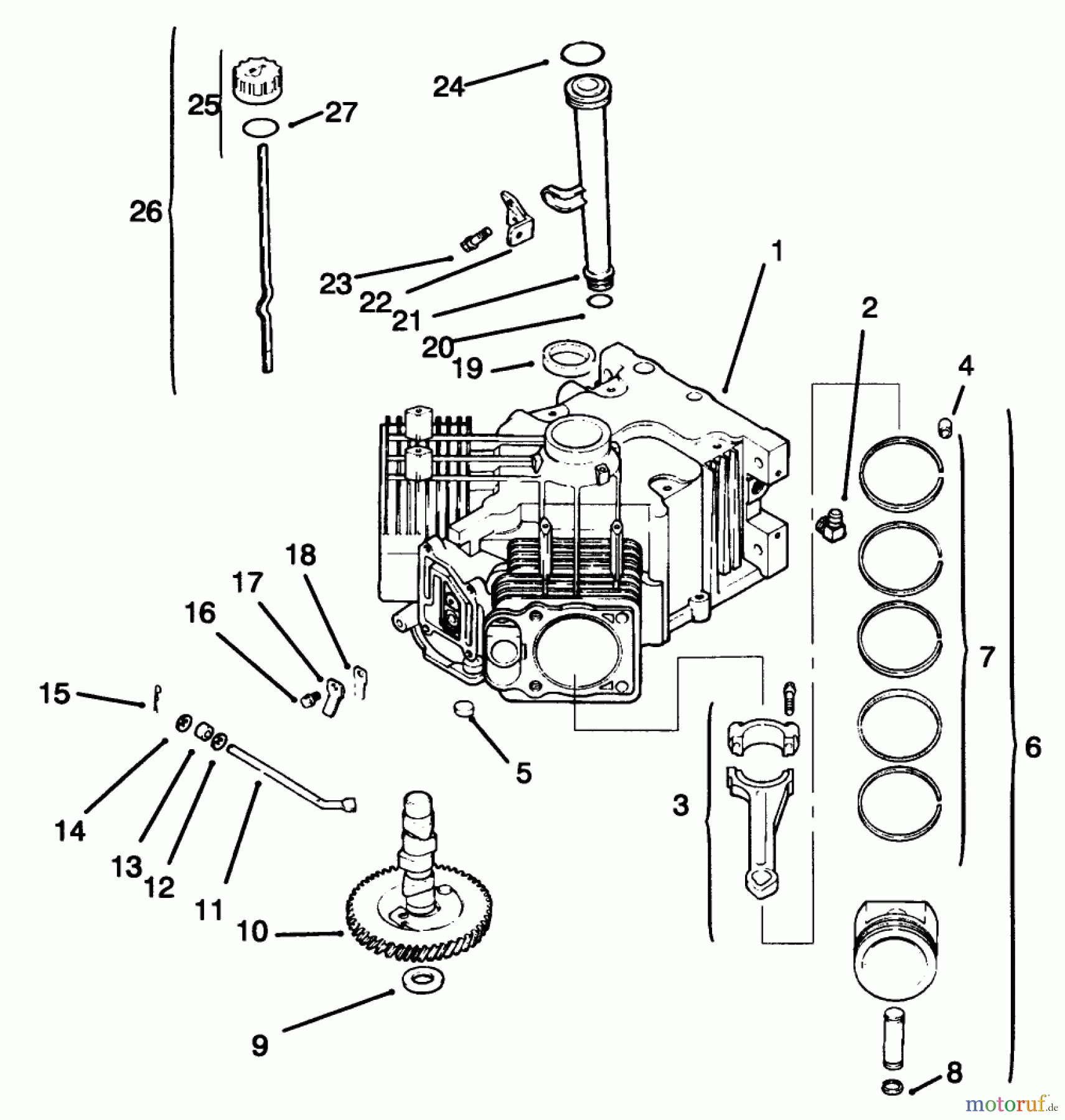  Toro Neu Mowers, Lawn & Garden Tractor Seite 1 72104 (267-H) - Toro 267-H Lawn and Garden Tractor, 1996 (6900001-6999999) CRANKCASE