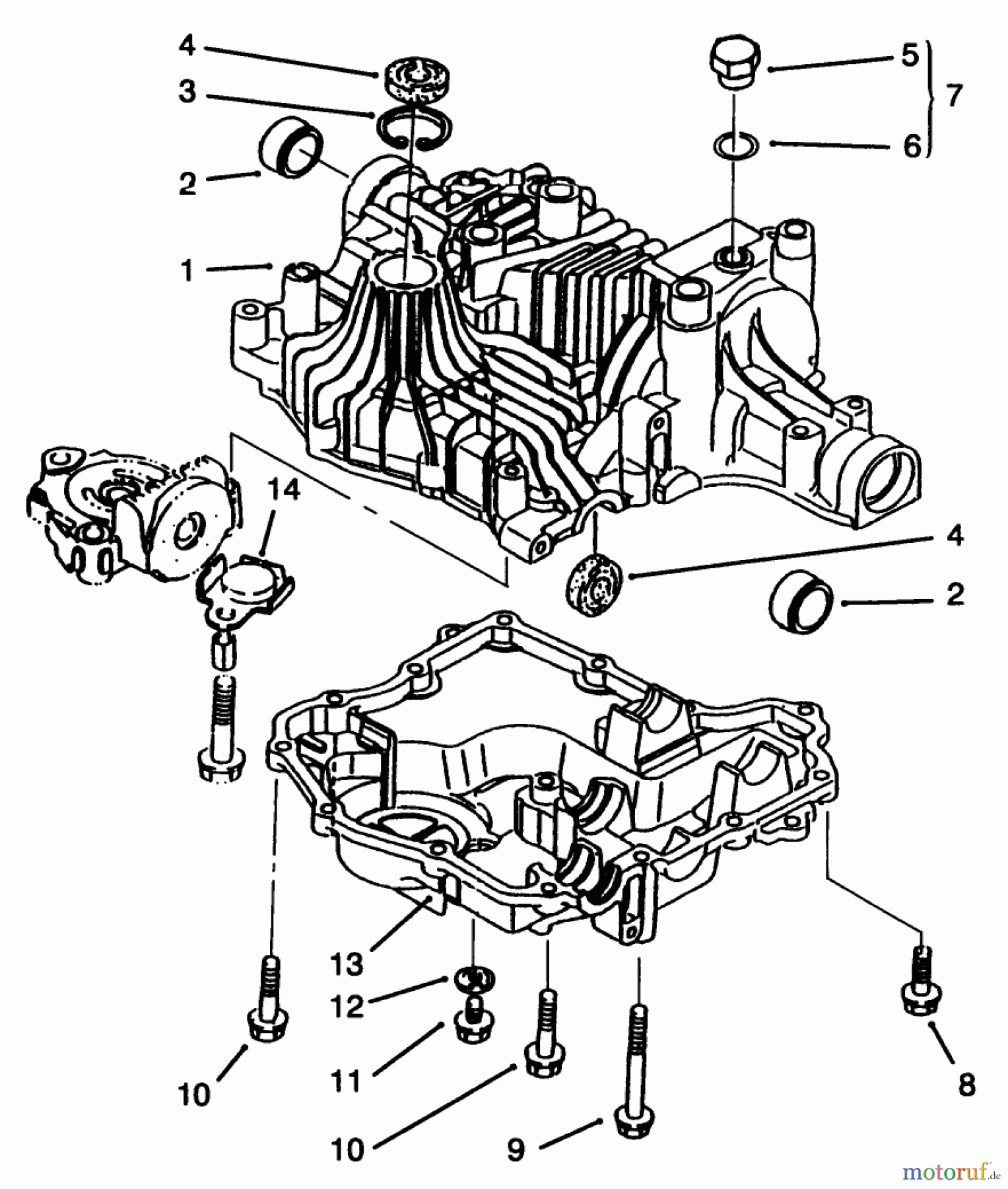  Toro Neu Mowers, Lawn & Garden Tractor Seite 1 72104 (267-H) - Toro 267-H Lawn and Garden Tractor, 1996 (6900001-6999999) TRANSAXLE CASE