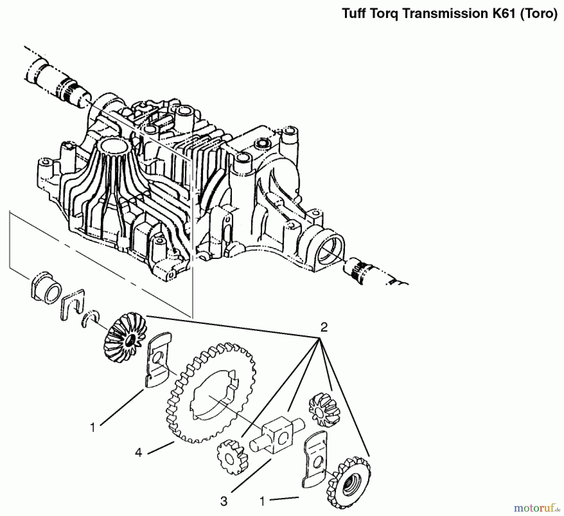  Toro Neu Mowers, Lawn & Garden Tractor Seite 1 72086 (268-H) - Toro 268-H Lawn and Garden Tractor, 1999 (9900001-9999999) DIFFERENTIAL GEAR
