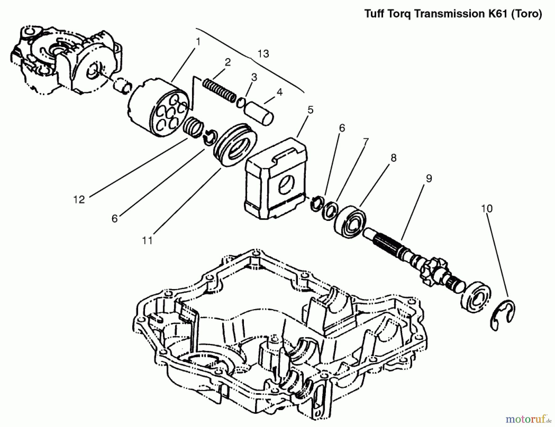  Toro Neu Mowers, Lawn & Garden Tractor Seite 1 72105 (268-H) - Toro 268-H Lawn and Garden Tractor, 1999 (9900001-9999999) MOTOR SHAFT